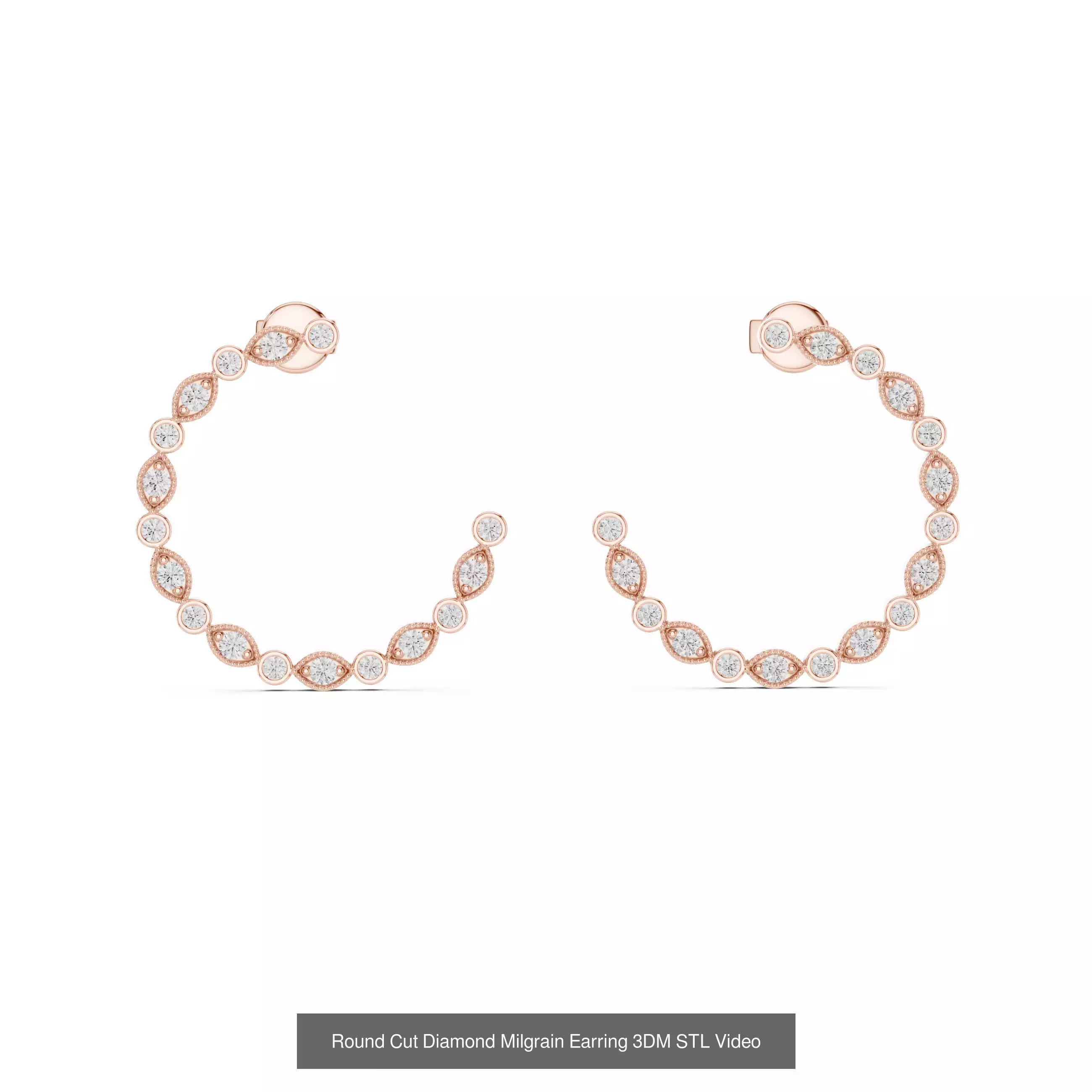 507 Diamond  Woman Earring 3DM STL OBJ FBX 3 Color Render Video 3D Model Collection_151