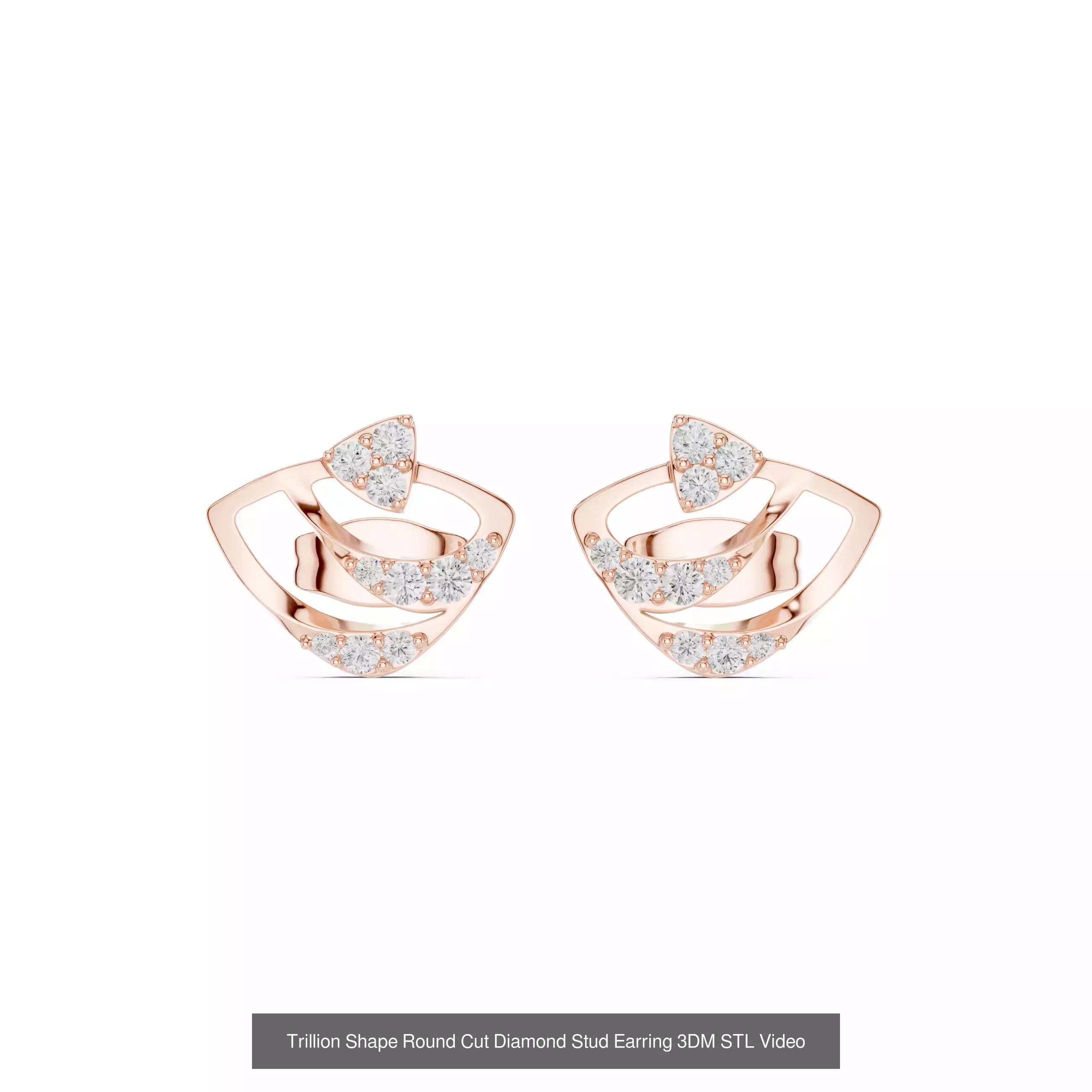 507 Diamond  Woman Earring 3DM STL OBJ FBX 3 Color Render Video 3D Model Collection_248