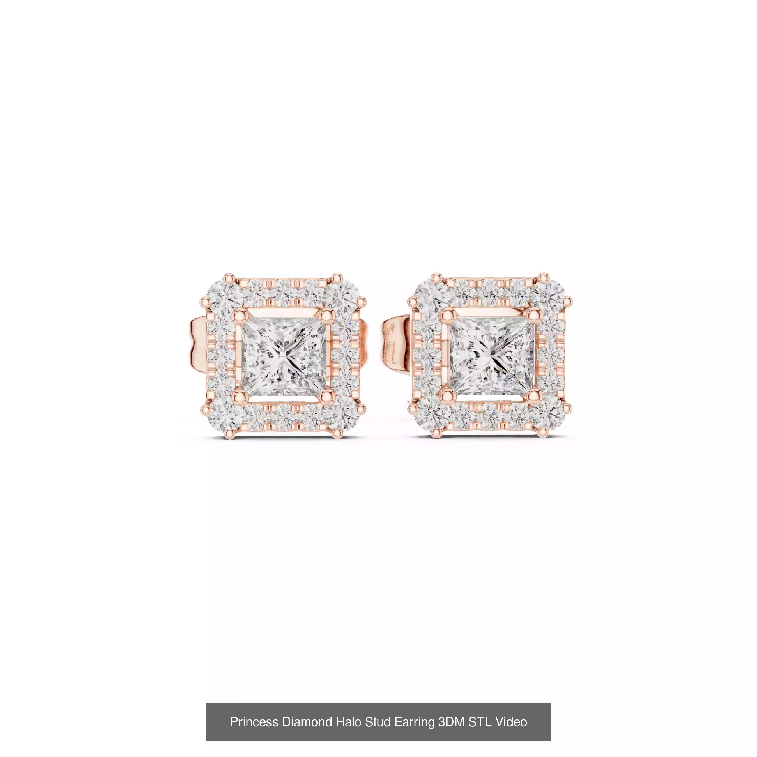 507 Diamond  Woman Earring 3DM STL OBJ FBX 3 Color Render Video 3D Model Collection_118