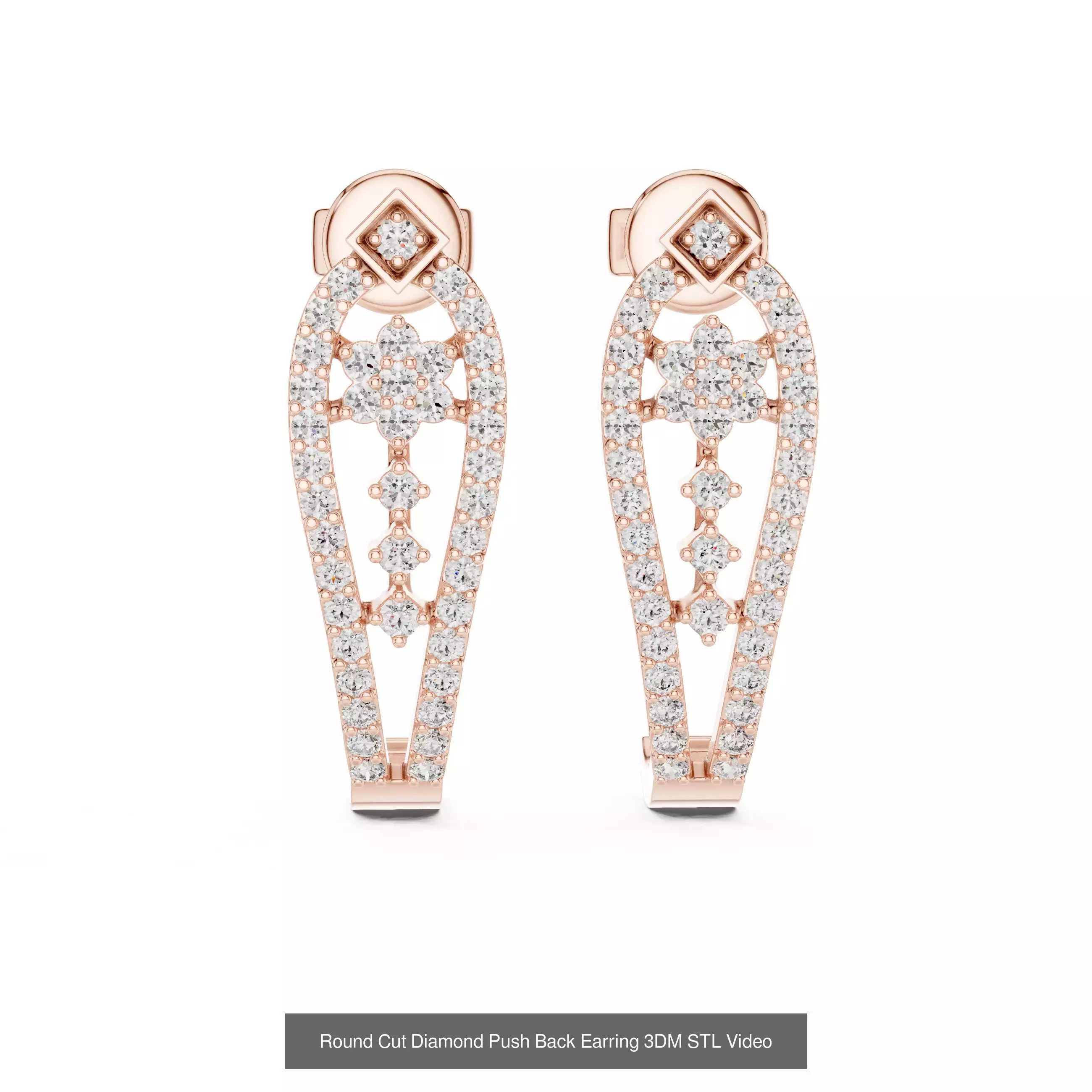 507 Diamond  Woman Earring 3DM STL OBJ FBX 3 Color Render Video 3D Model Collection_83