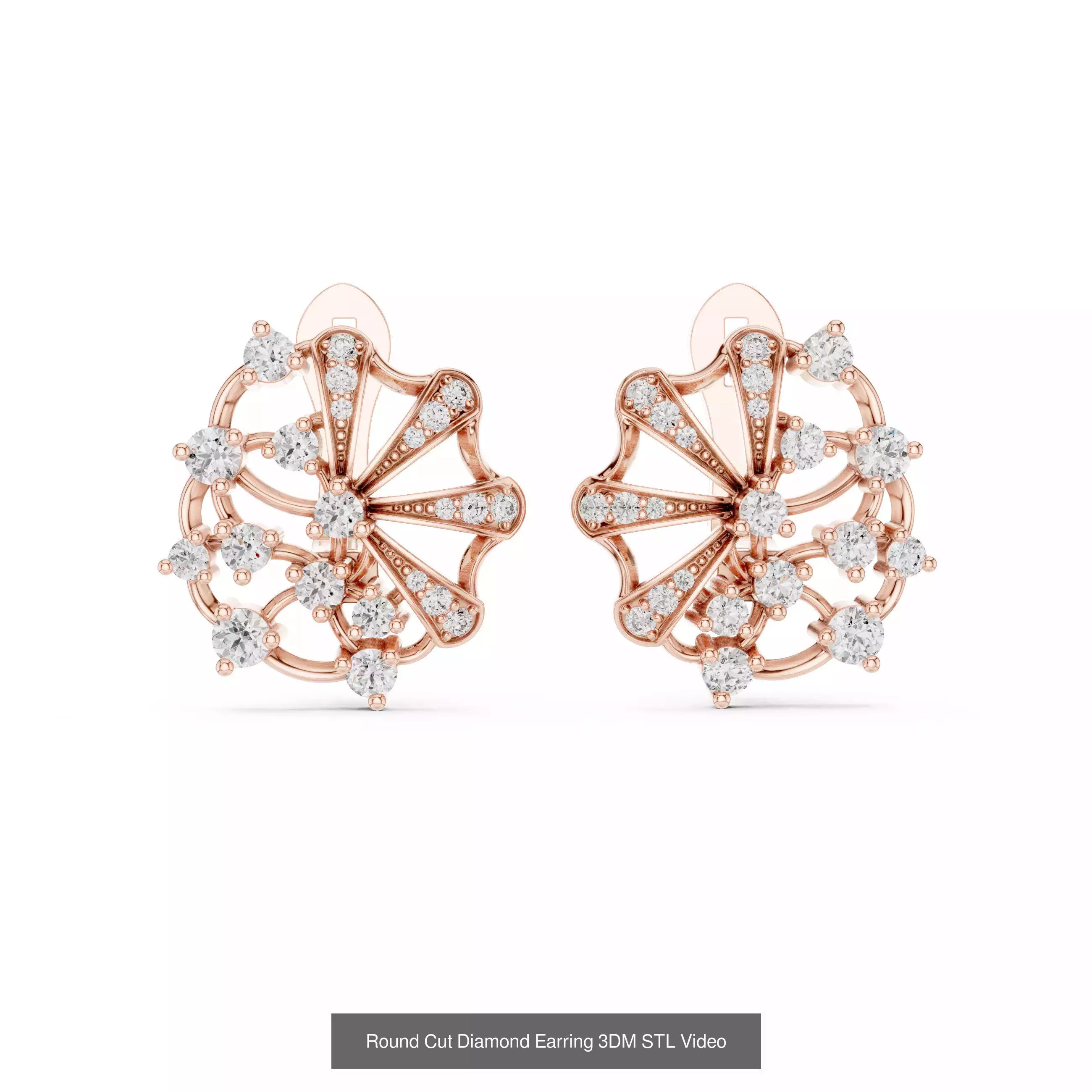 507 Diamond  Woman Earring 3DM STL OBJ FBX 3 Color Render Video 3D Model Collection_32