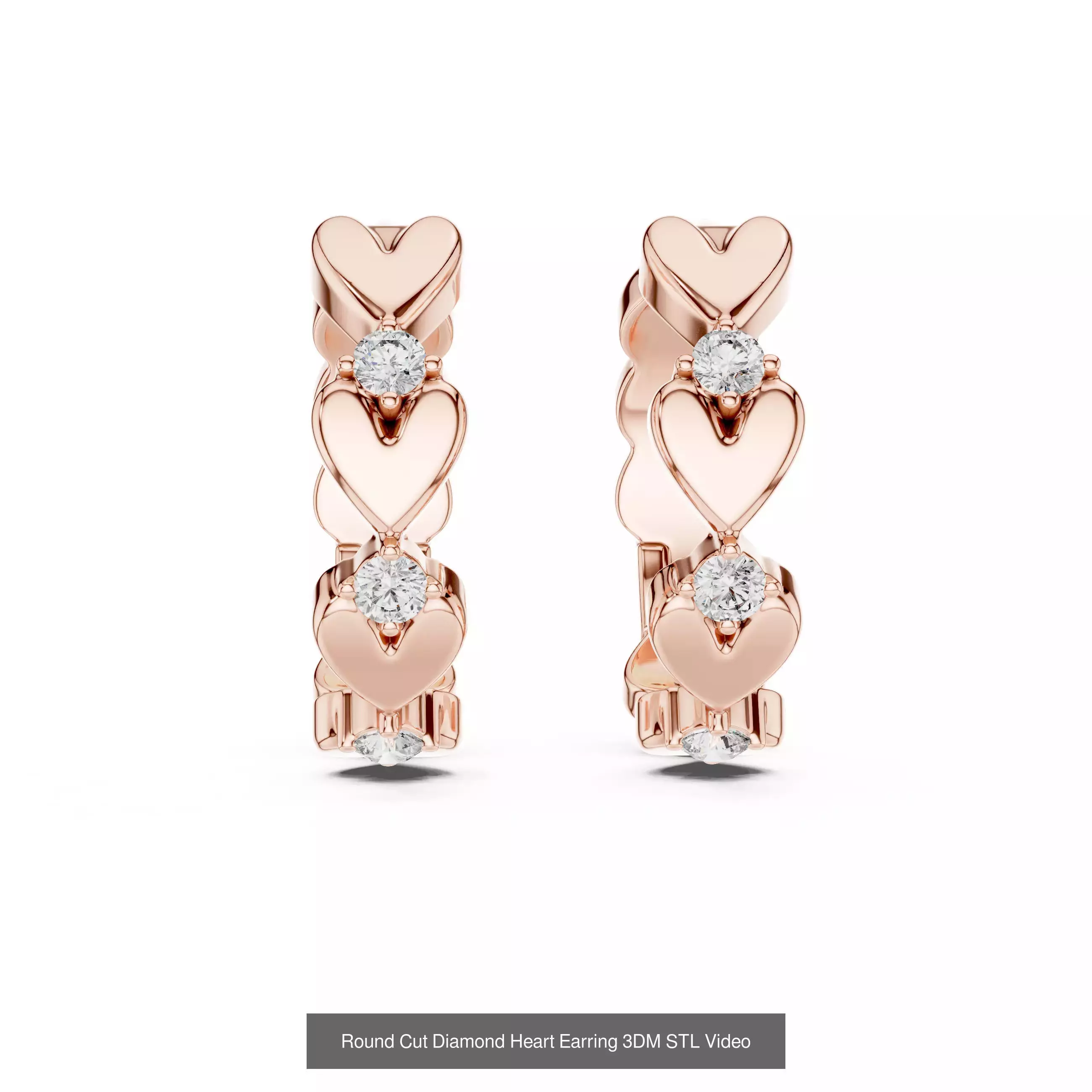 507 Diamond  Woman Earring 3DM STL OBJ FBX 3 Color Render Video 3D Model Collection_160