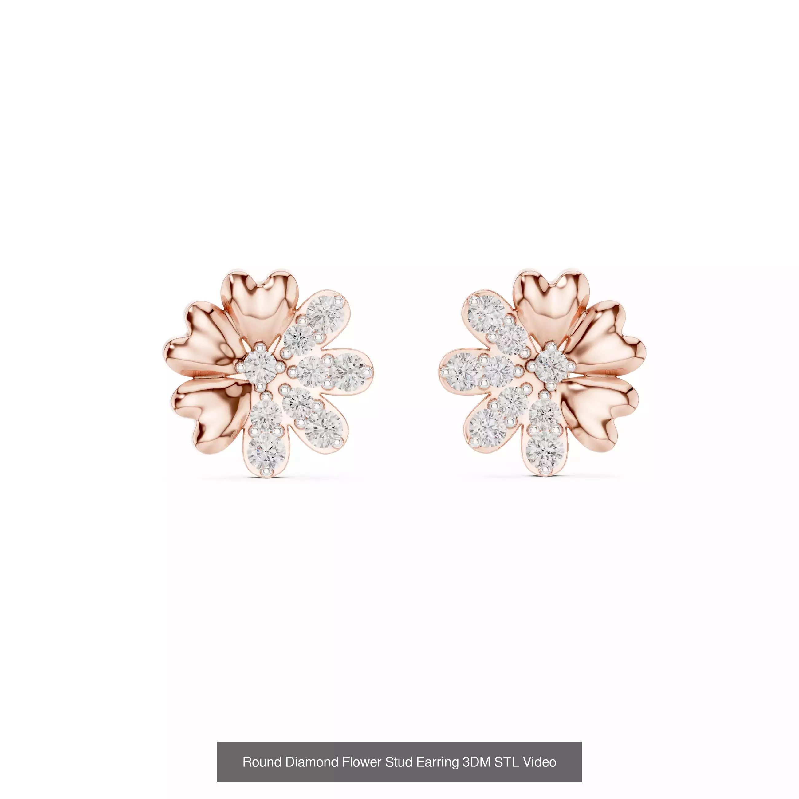 507 Diamond  Woman Earring 3DM STL OBJ FBX 3 Color Render Video 3D Model Collection_113