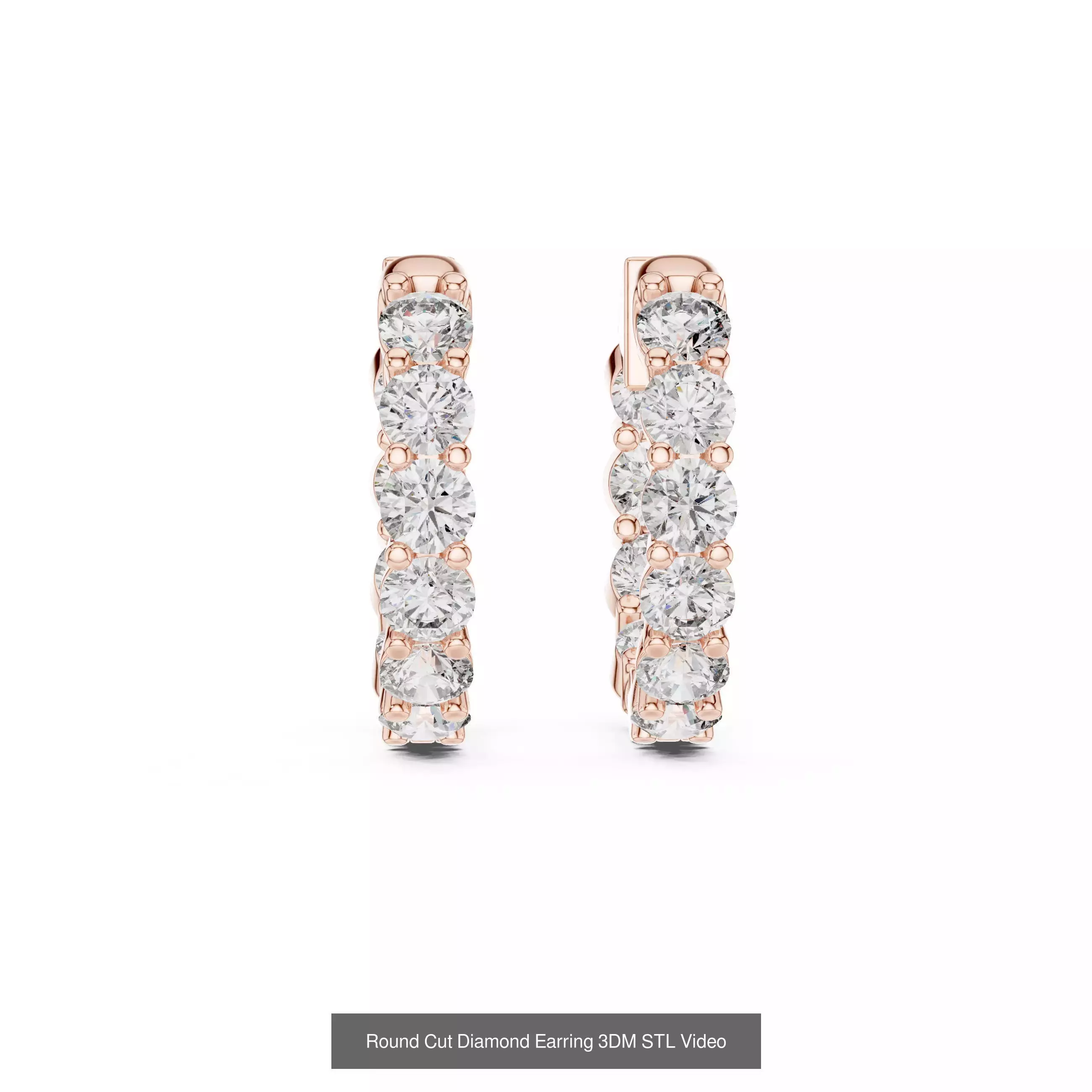 507 Diamond  Woman Earring 3DM STL OBJ FBX 3 Color Render Video 3D Model Collection_198