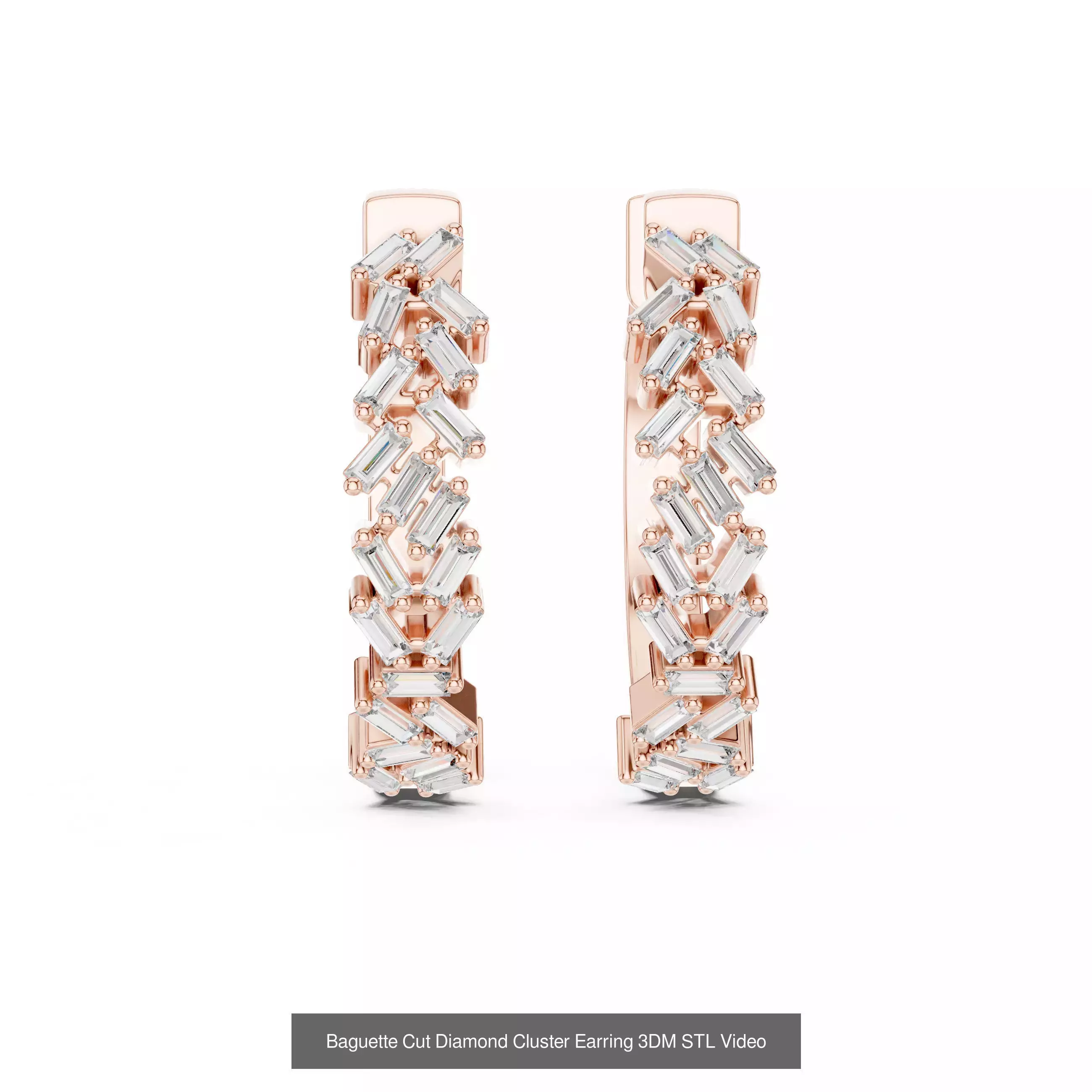 507 Diamond  Woman Earring 3DM STL OBJ FBX 3 Color Render Video 3D Model Collection_163