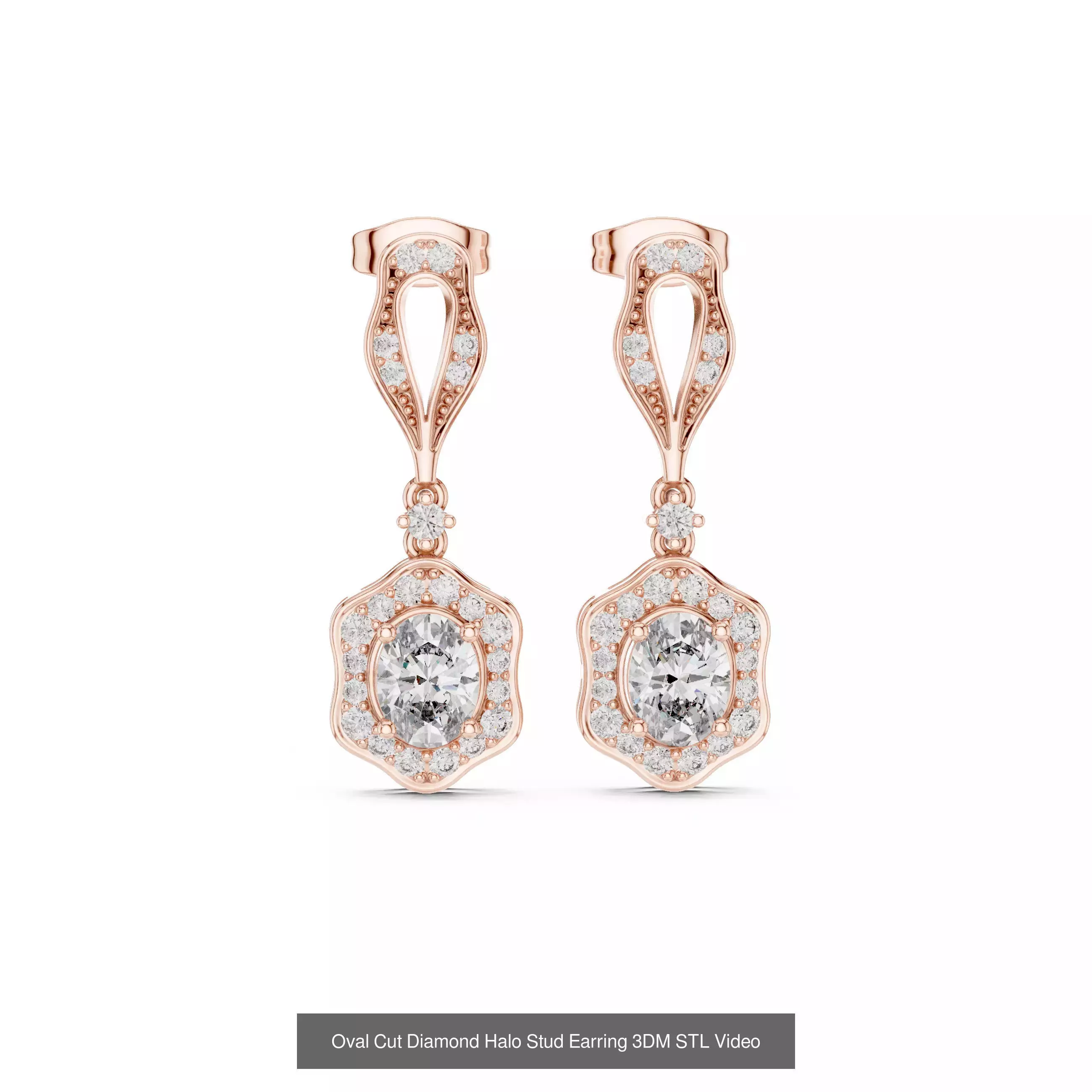 507 Diamond  Woman Earring 3DM STL OBJ FBX 3 Color Render Video 3D Model Collection_128