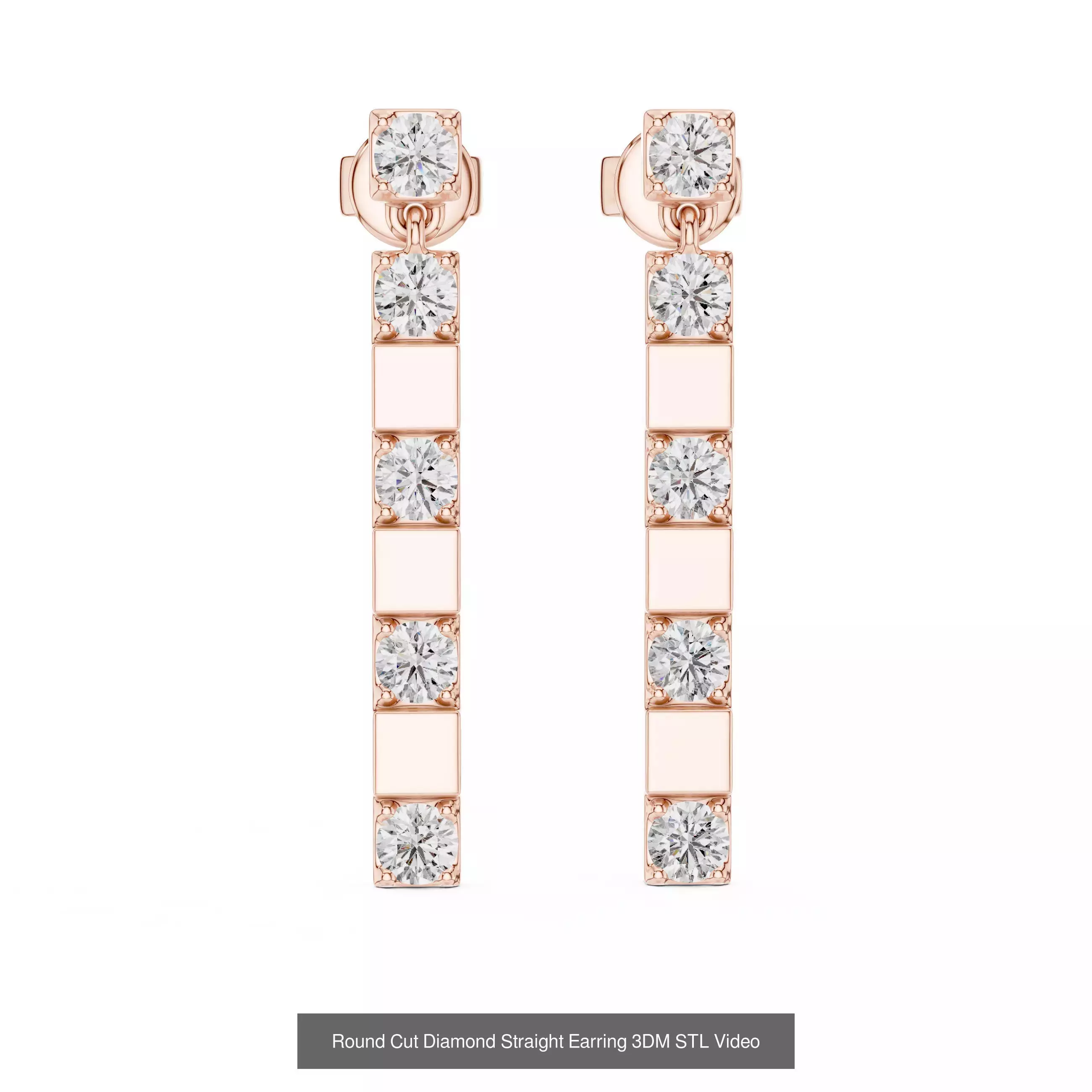 507 Diamond  Woman Earring 3DM STL OBJ FBX 3 Color Render Video 3D Model Collection_167