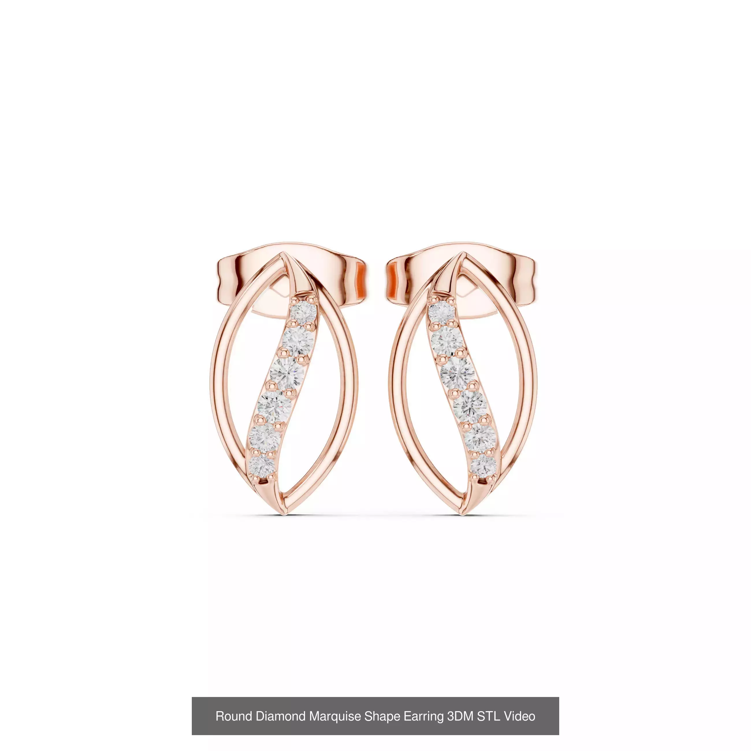 507 Diamond  Woman Earring 3DM STL OBJ FBX 3 Color Render Video 3D Model Collection_236