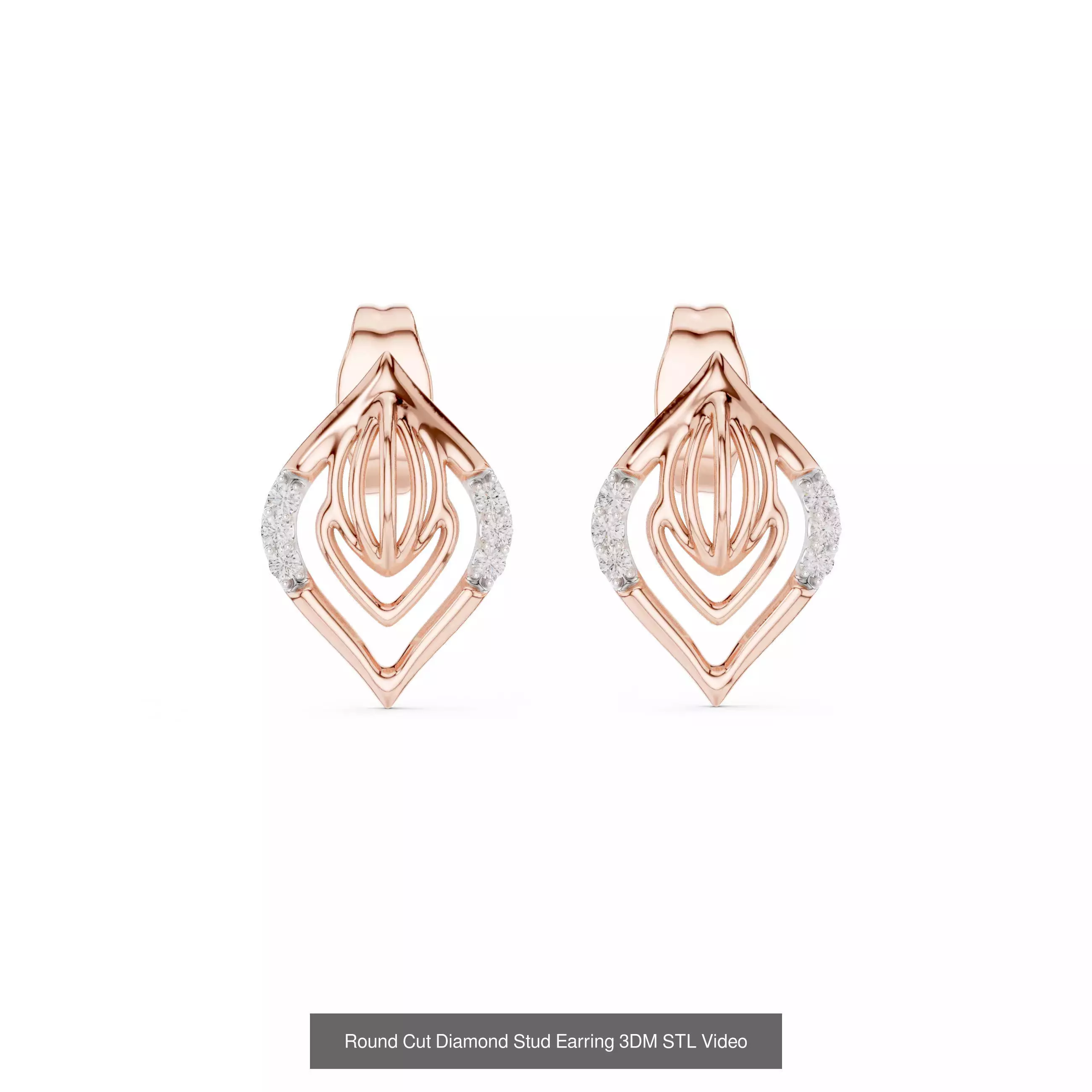507 Diamond  Woman Earring 3DM STL OBJ FBX 3 Color Render Video 3D Model Collection_104
