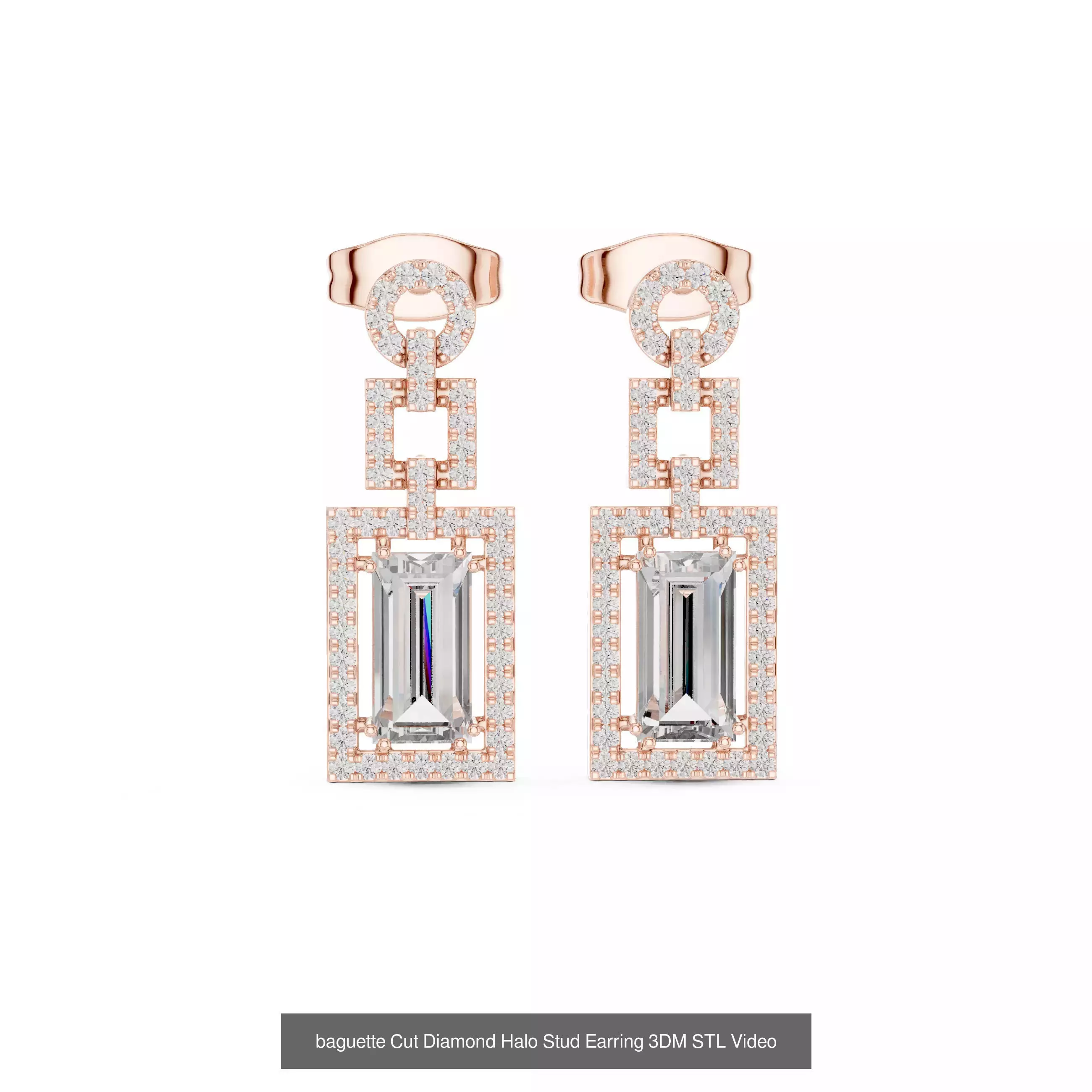 507 Diamond  Woman Earring 3DM STL OBJ FBX 3 Color Render Video 3D Model Collection_120