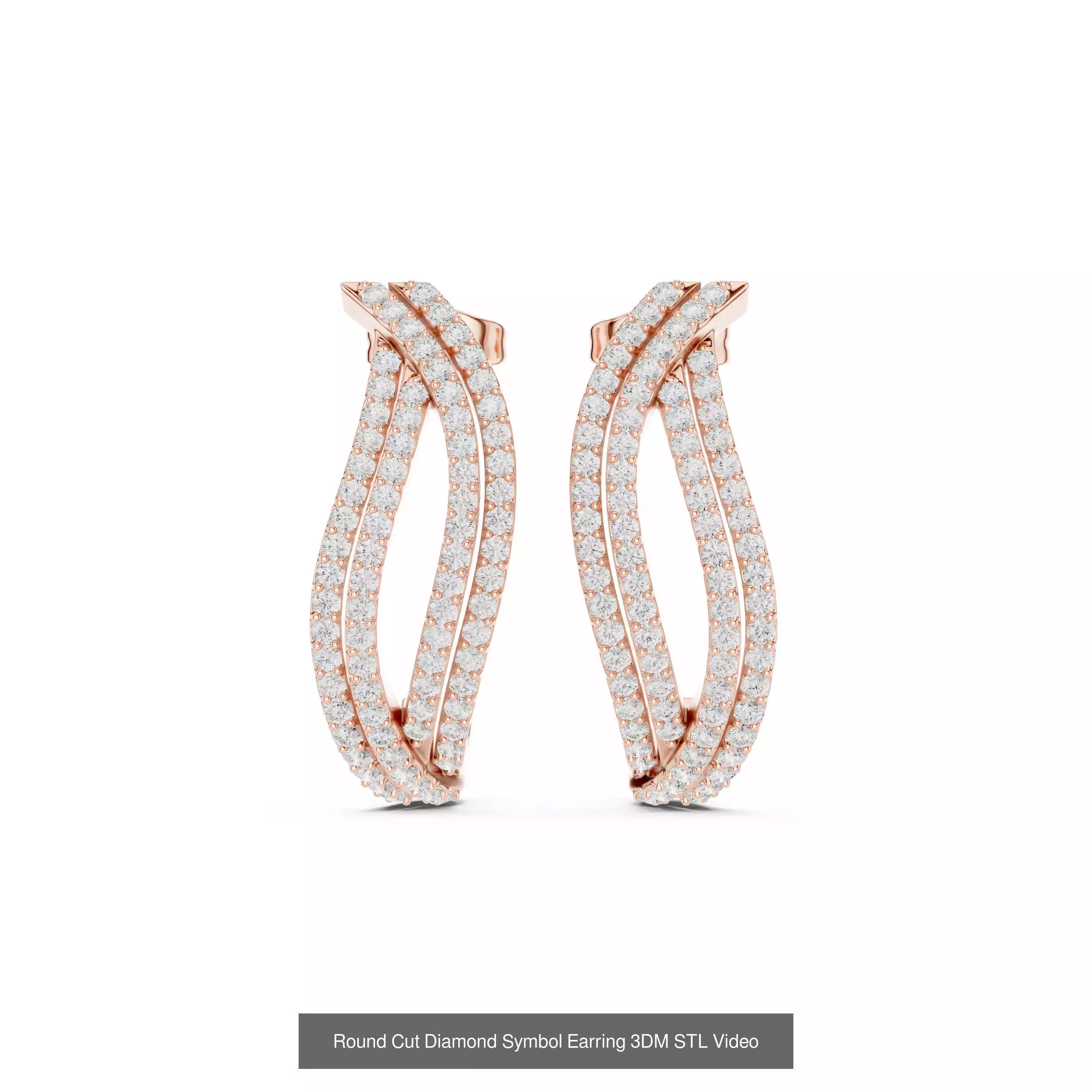 507 Diamond  Woman Earring 3DM STL OBJ FBX 3 Color Render Video 3D Model Collection_224