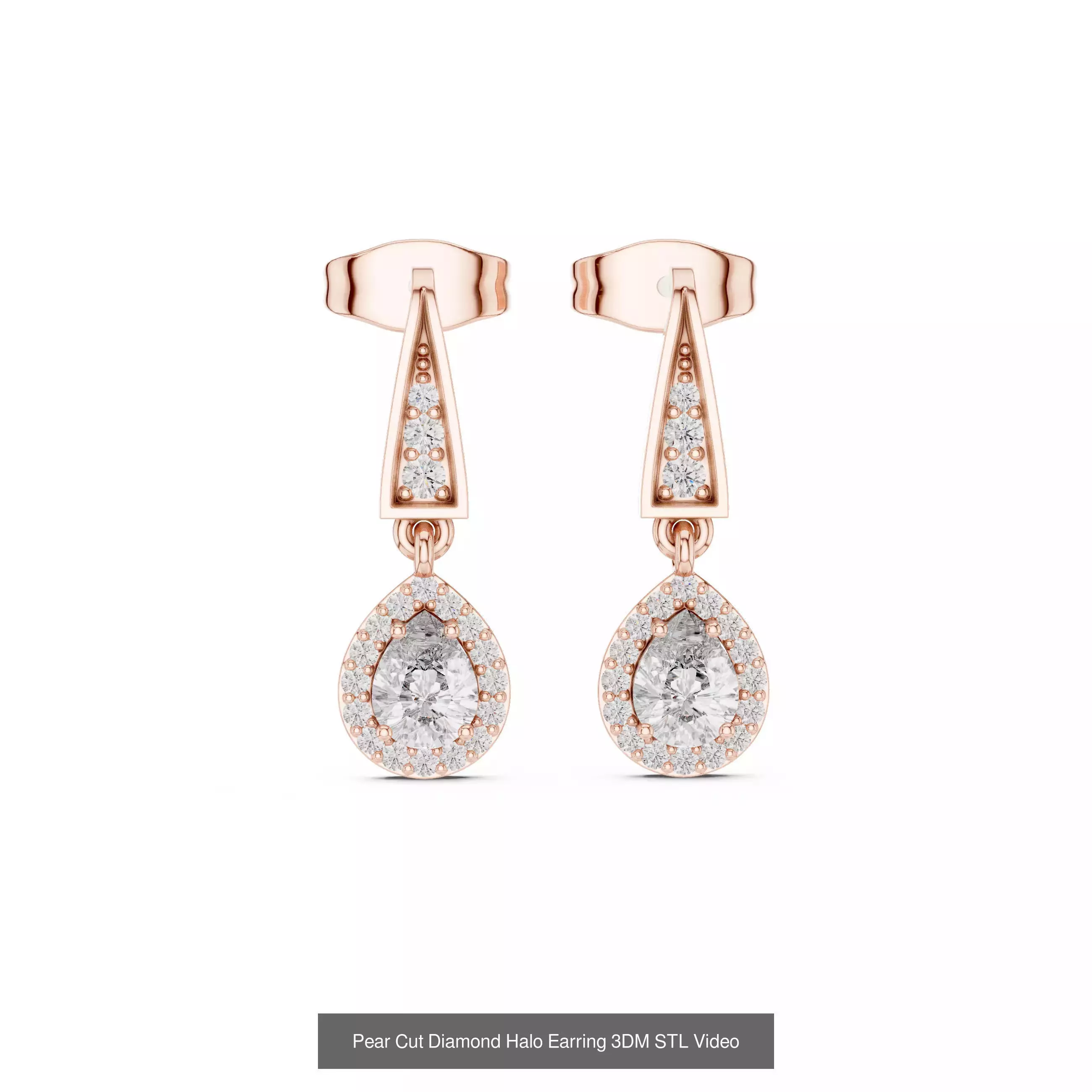 507 Diamond  Woman Earring 3DM STL OBJ FBX 3 Color Render Video 3D Model Collection_130