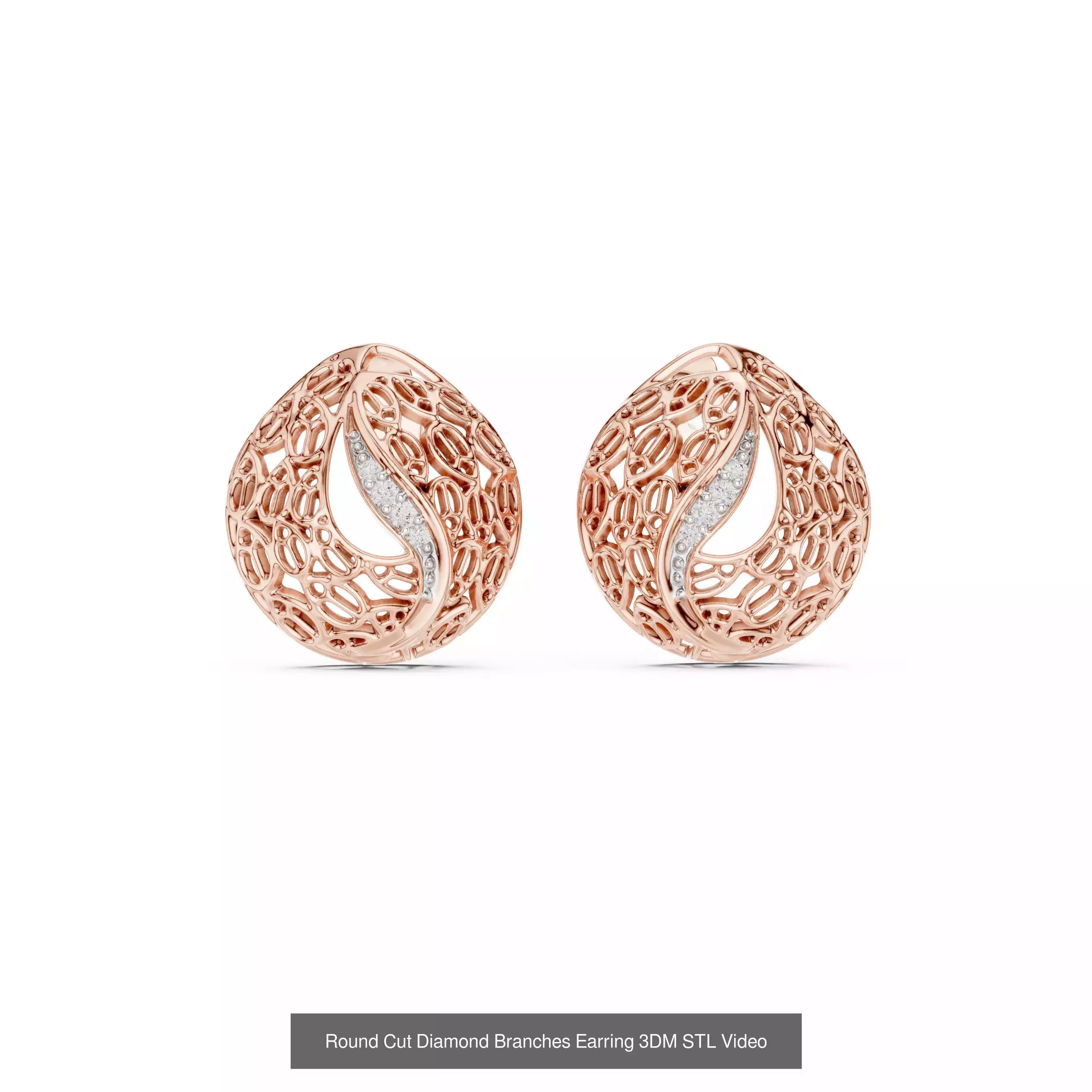 507 Diamond  Woman Earring 3DM STL OBJ FBX 3 Color Render Video 3D Model Collection_102