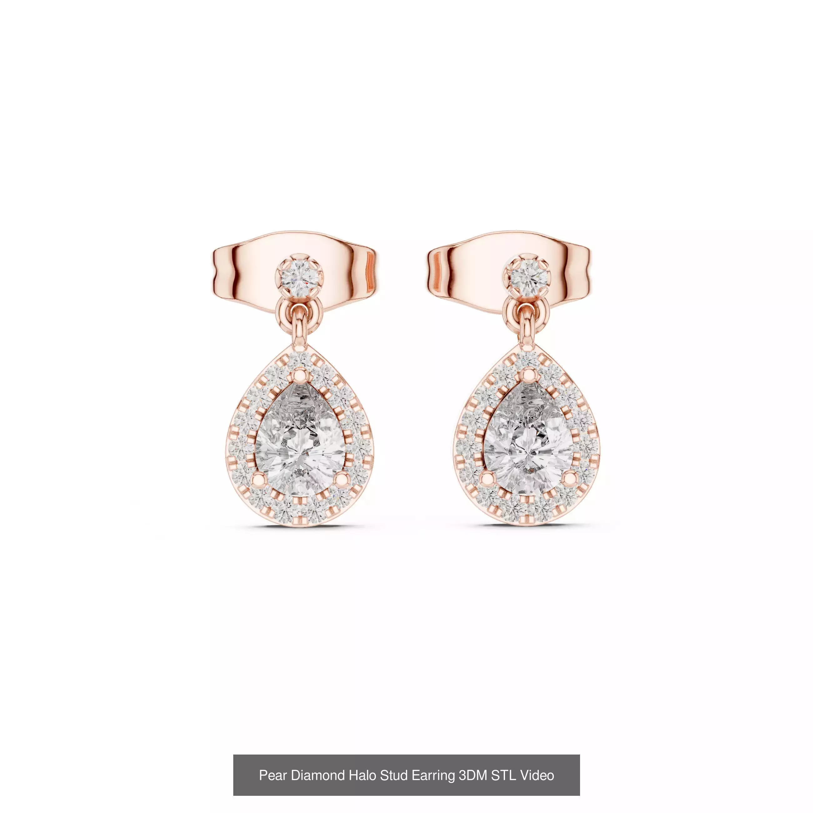 507 Diamond  Woman Earring 3DM STL OBJ FBX 3 Color Render Video 3D Model Collection_119