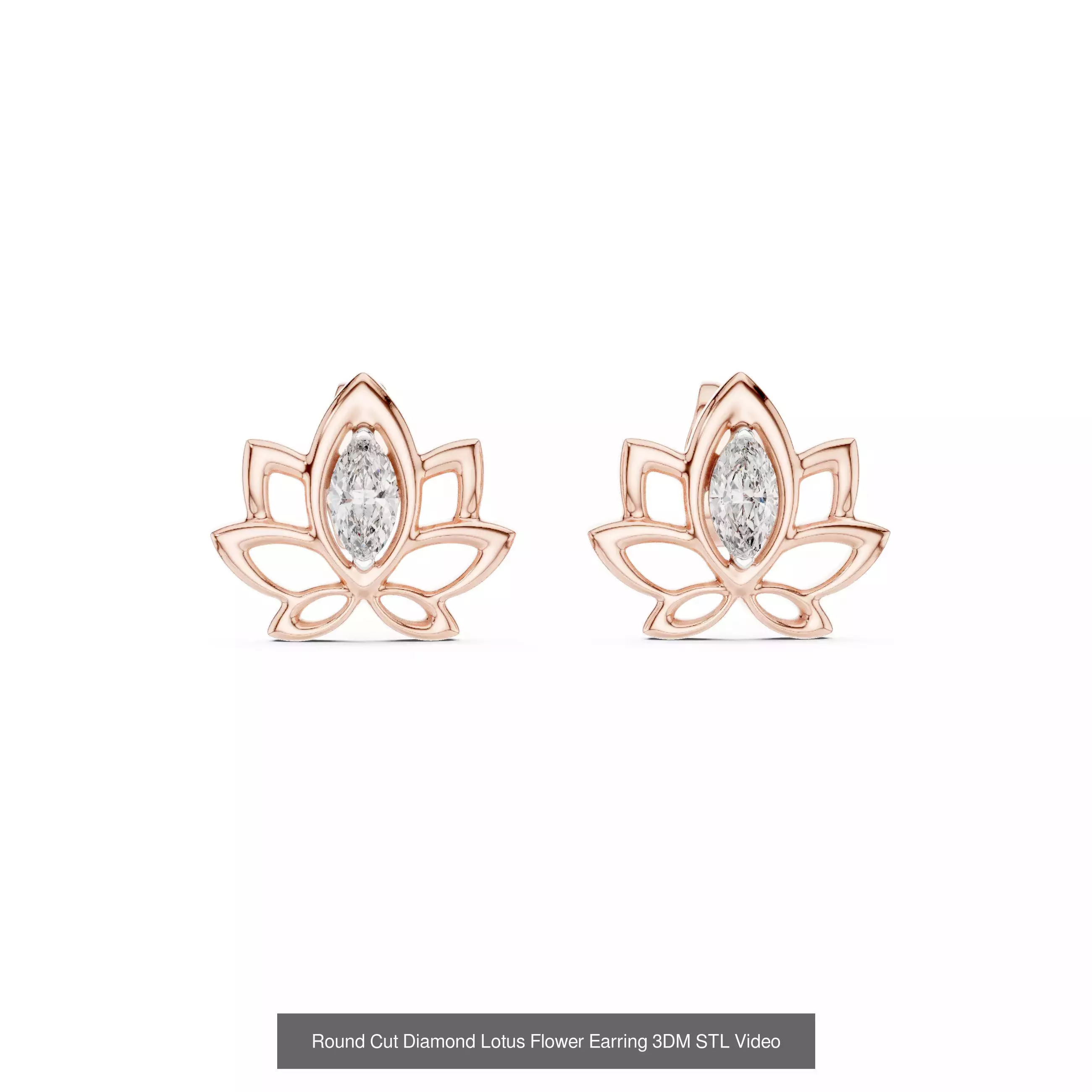 507 Diamond  Woman Earring 3DM STL OBJ FBX 3 Color Render Video 3D Model Collection_110
