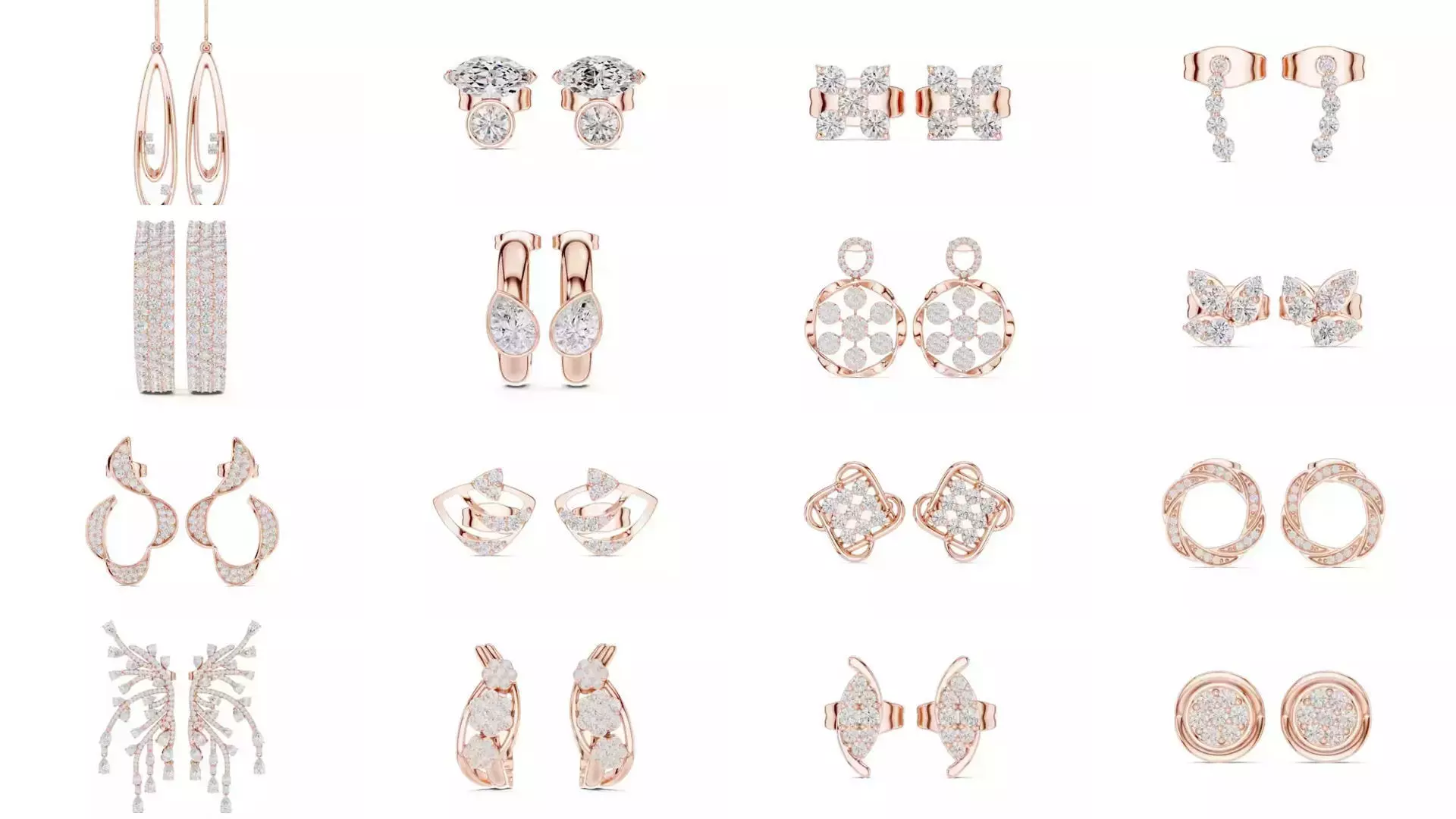 507 Diamond  Woman Earring 3DM STL OBJ FBX 3 Color Render Video 3D Model Collection_12