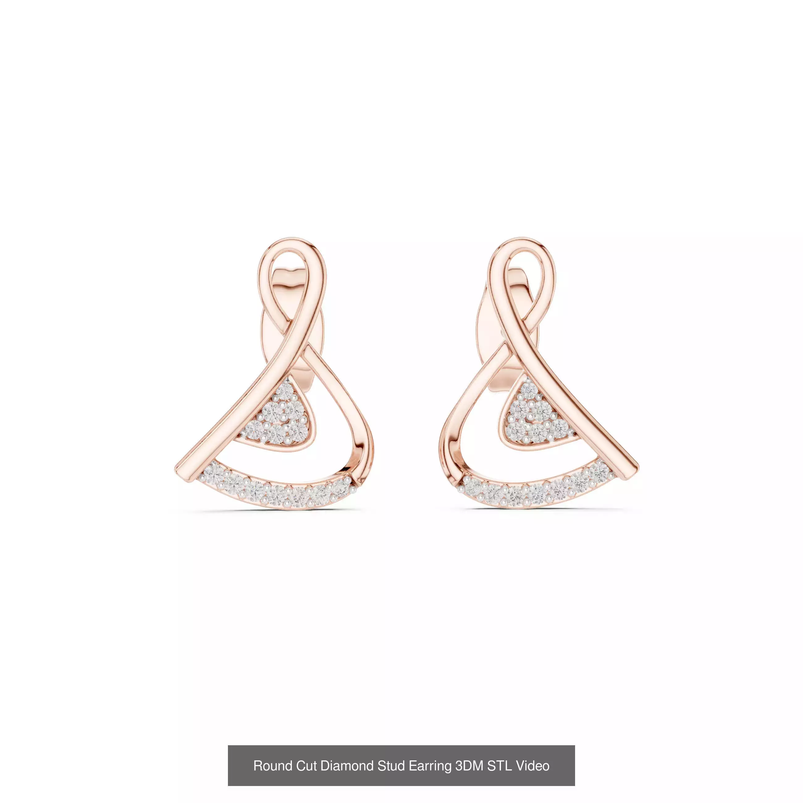 507 Diamond  Woman Earring 3DM STL OBJ FBX 3 Color Render Video 3D Model Collection_177