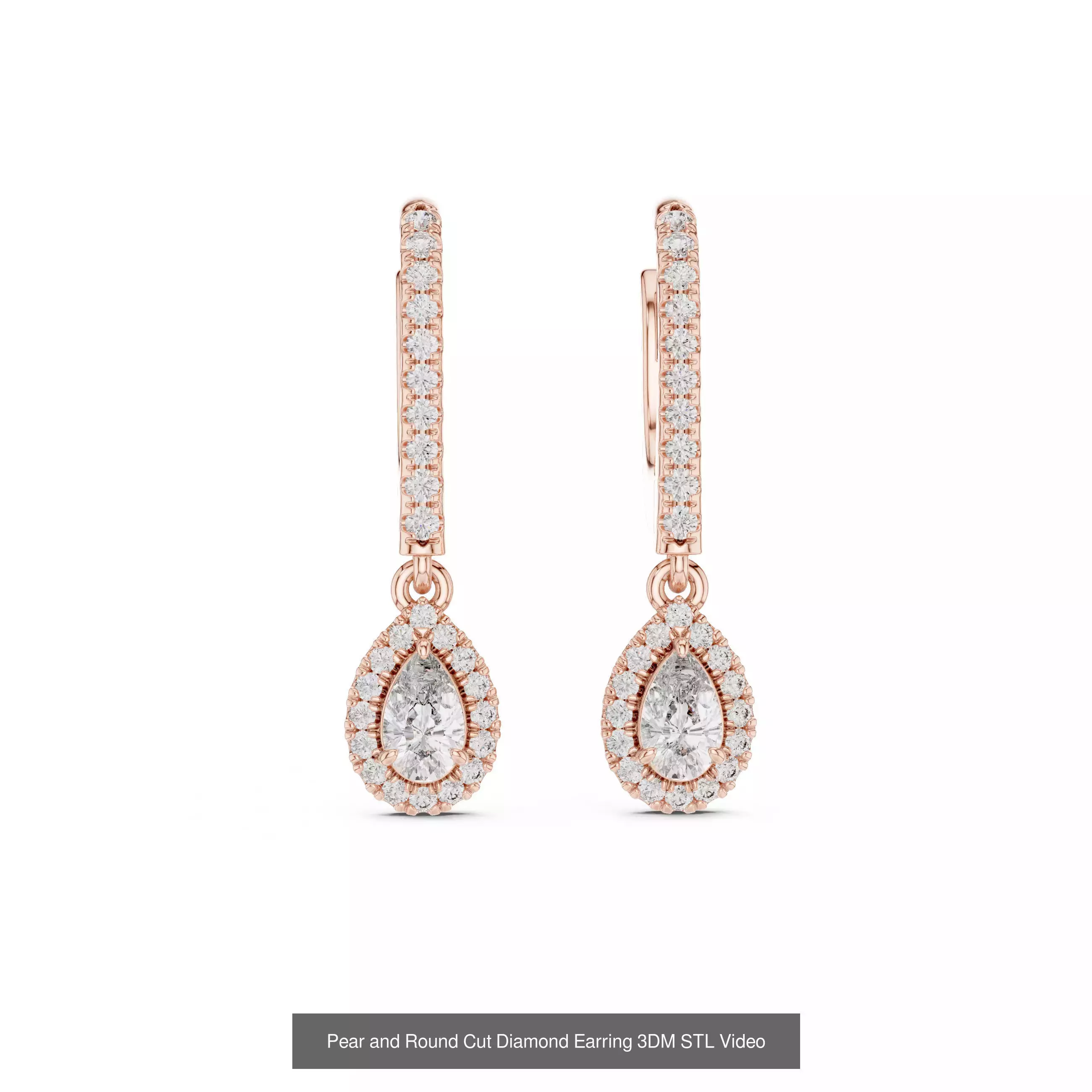 507 Diamond  Woman Earring 3DM STL OBJ FBX 3 Color Render Video 3D Model Collection_205