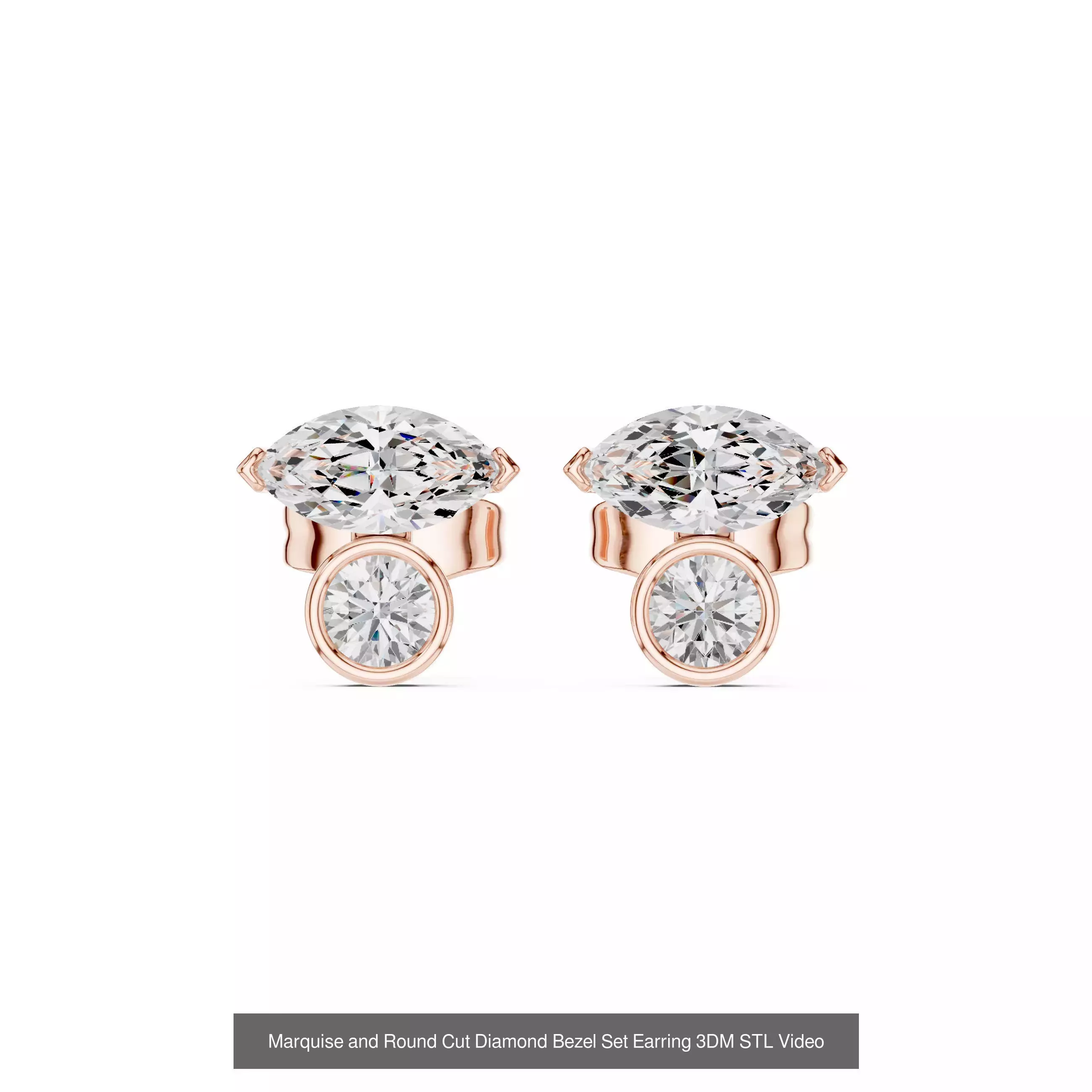 507 Diamond  Woman Earring 3DM STL OBJ FBX 3 Color Render Video 3D Model Collection_240