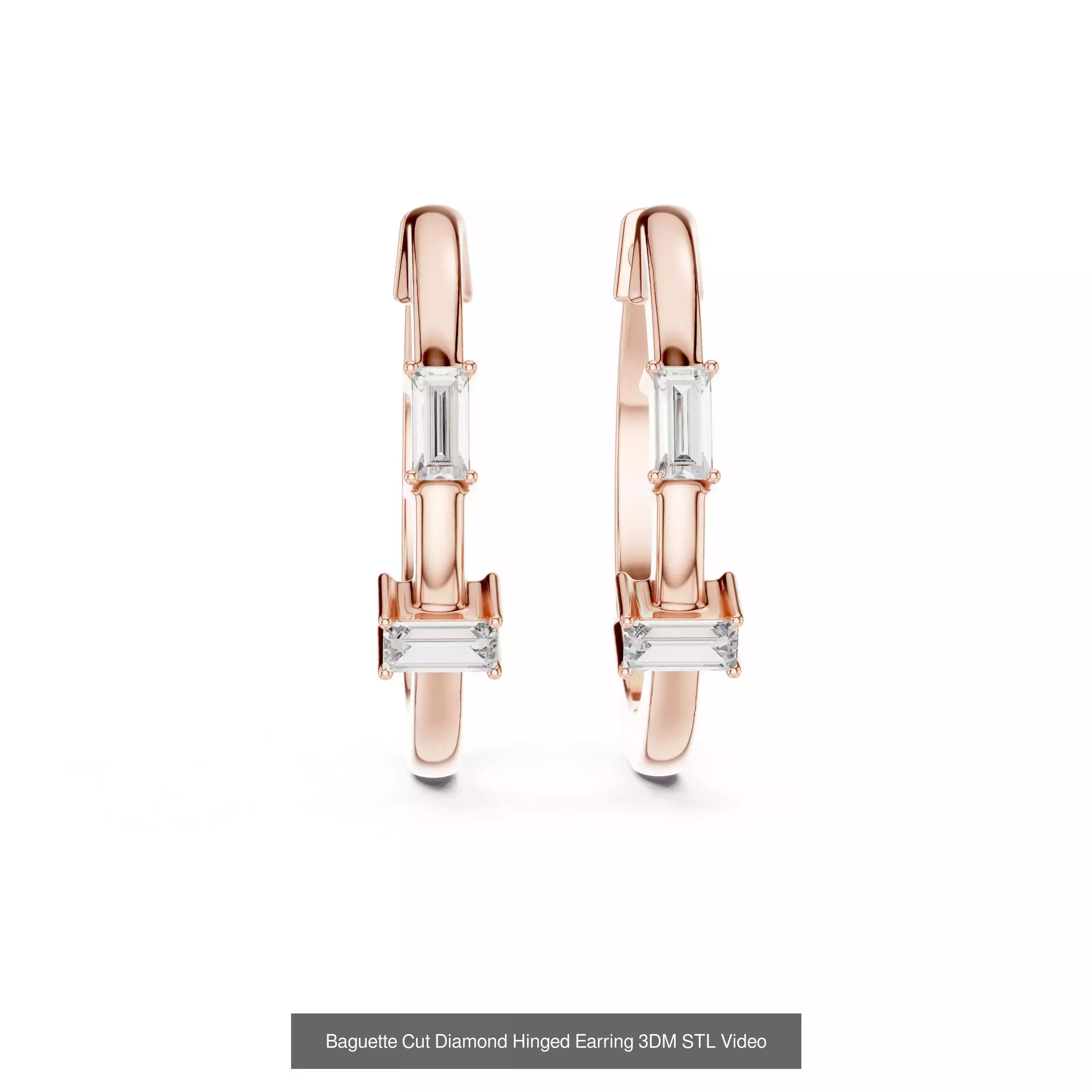 507 Diamond  Woman Earring 3DM STL OBJ FBX 3 Color Render Video 3D Model Collection_144