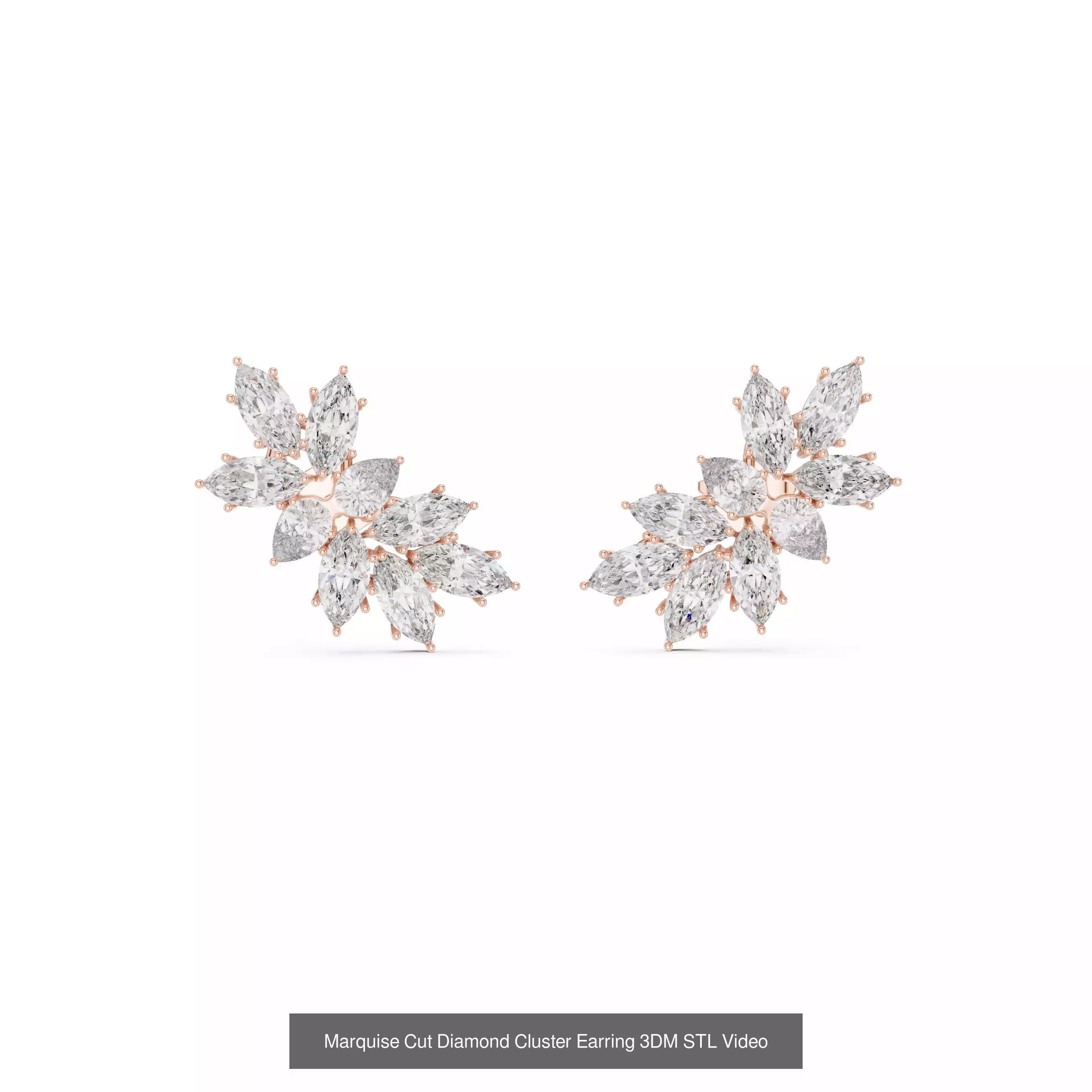 507 Diamond  Woman Earring 3DM STL OBJ FBX 3 Color Render Video 3D Model Collection_209