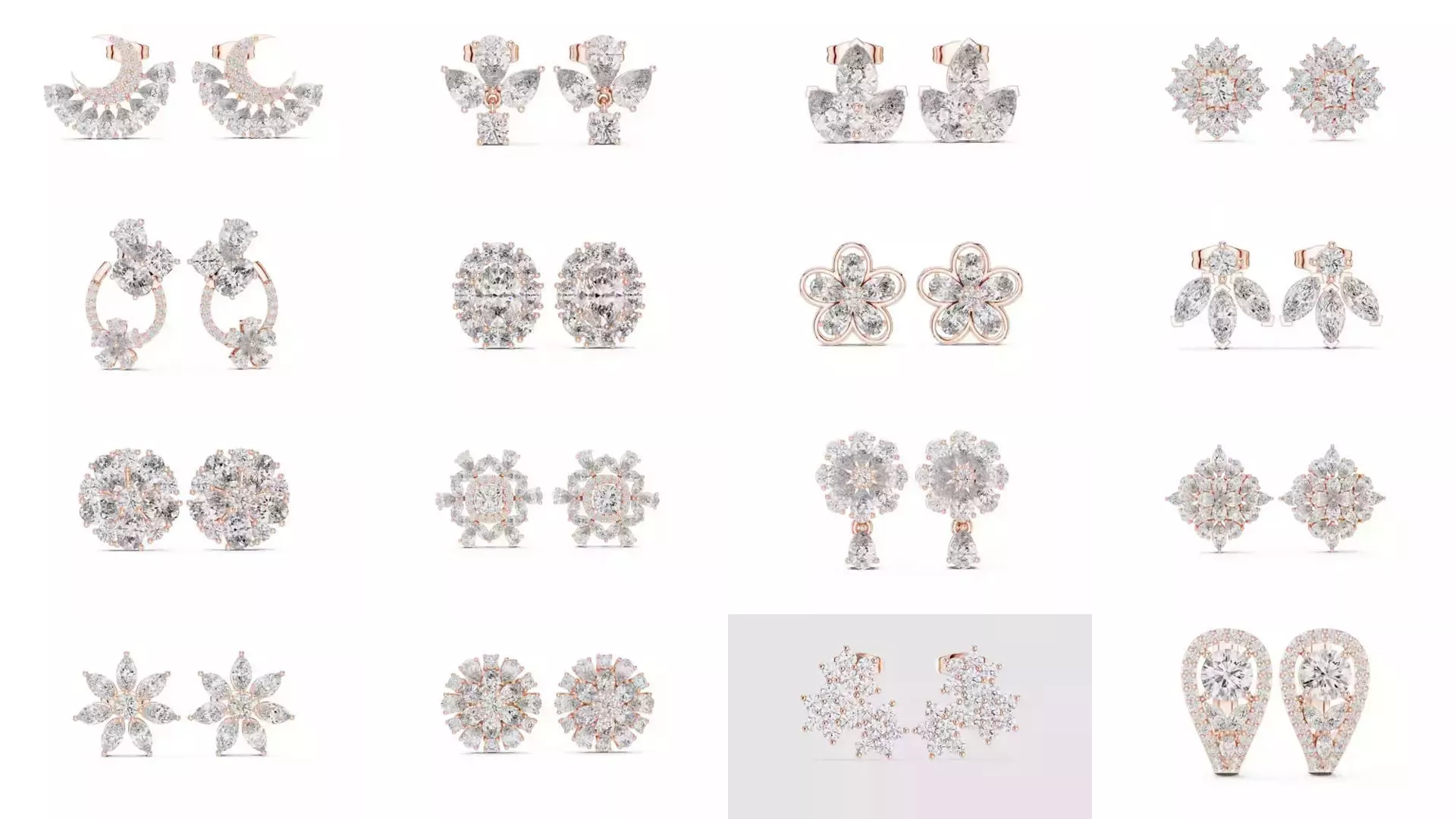 507 Diamond  Woman Earring 3DM STL OBJ FBX 3 Color Render Video 3D Model Collection_59