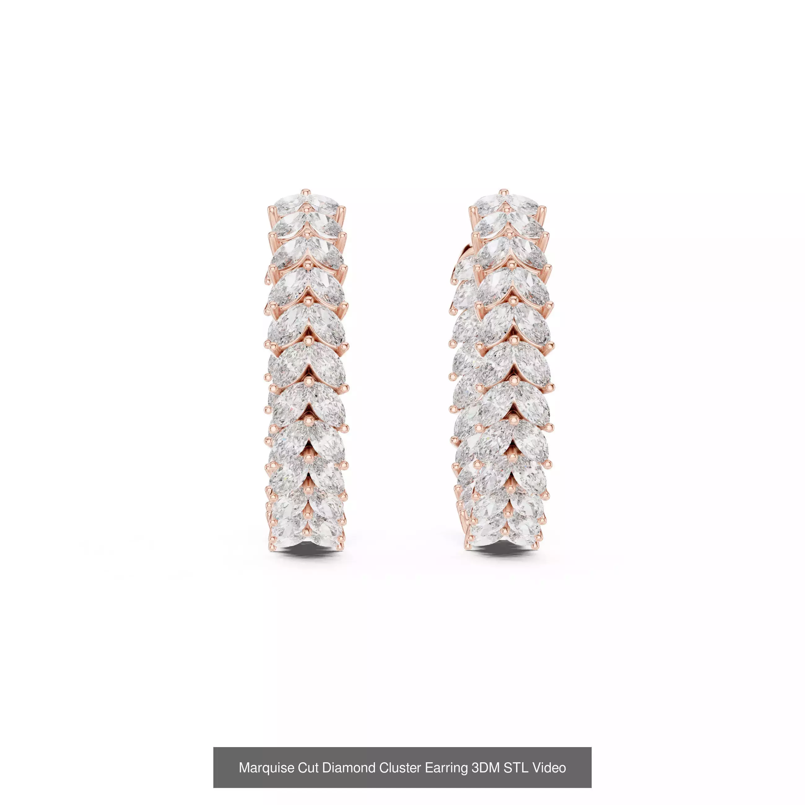 507 Diamond  Woman Earring 3DM STL OBJ FBX 3 Color Render Video 3D Model Collection_200