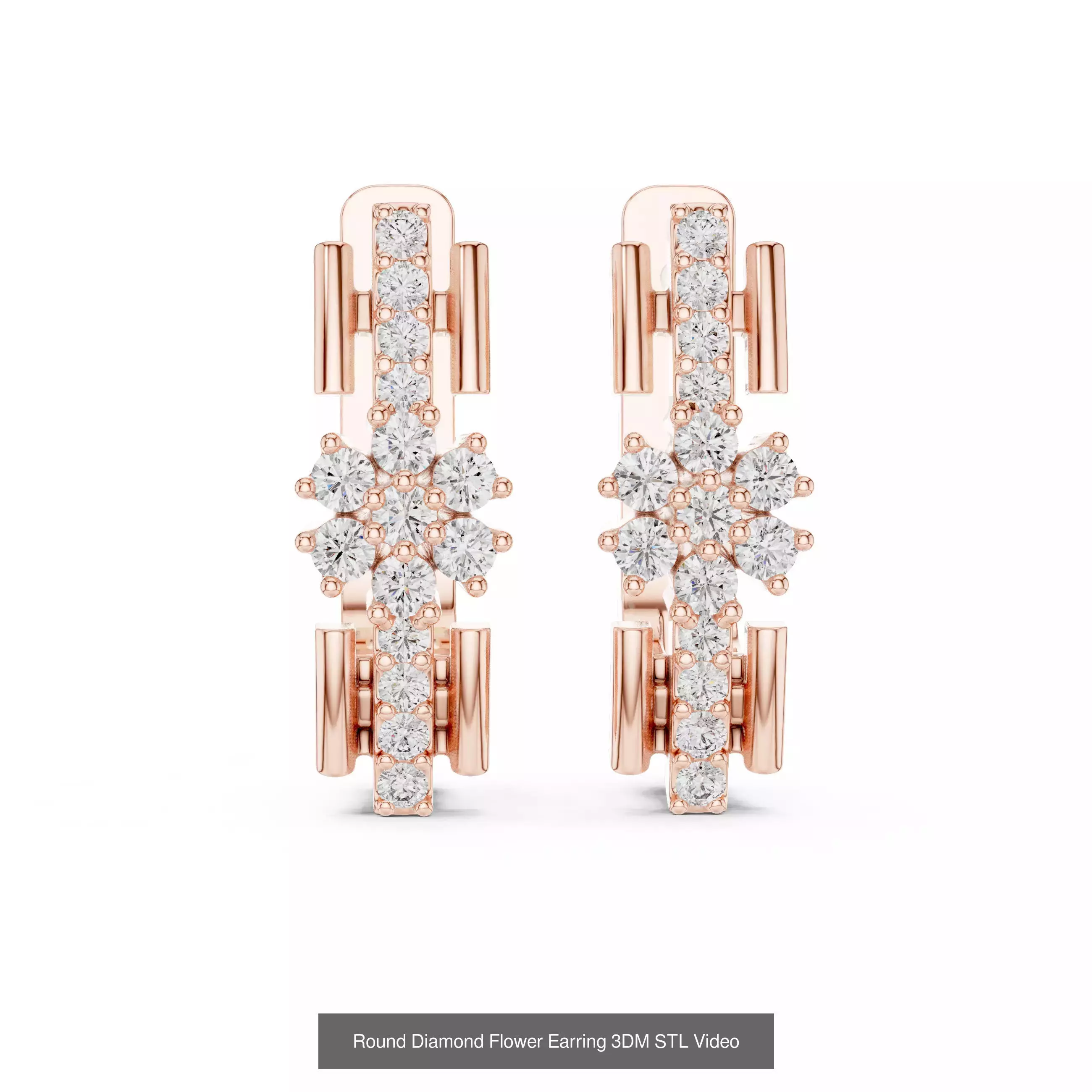 507 Diamond  Woman Earring 3DM STL OBJ FBX 3 Color Render Video 3D Model Collection_73