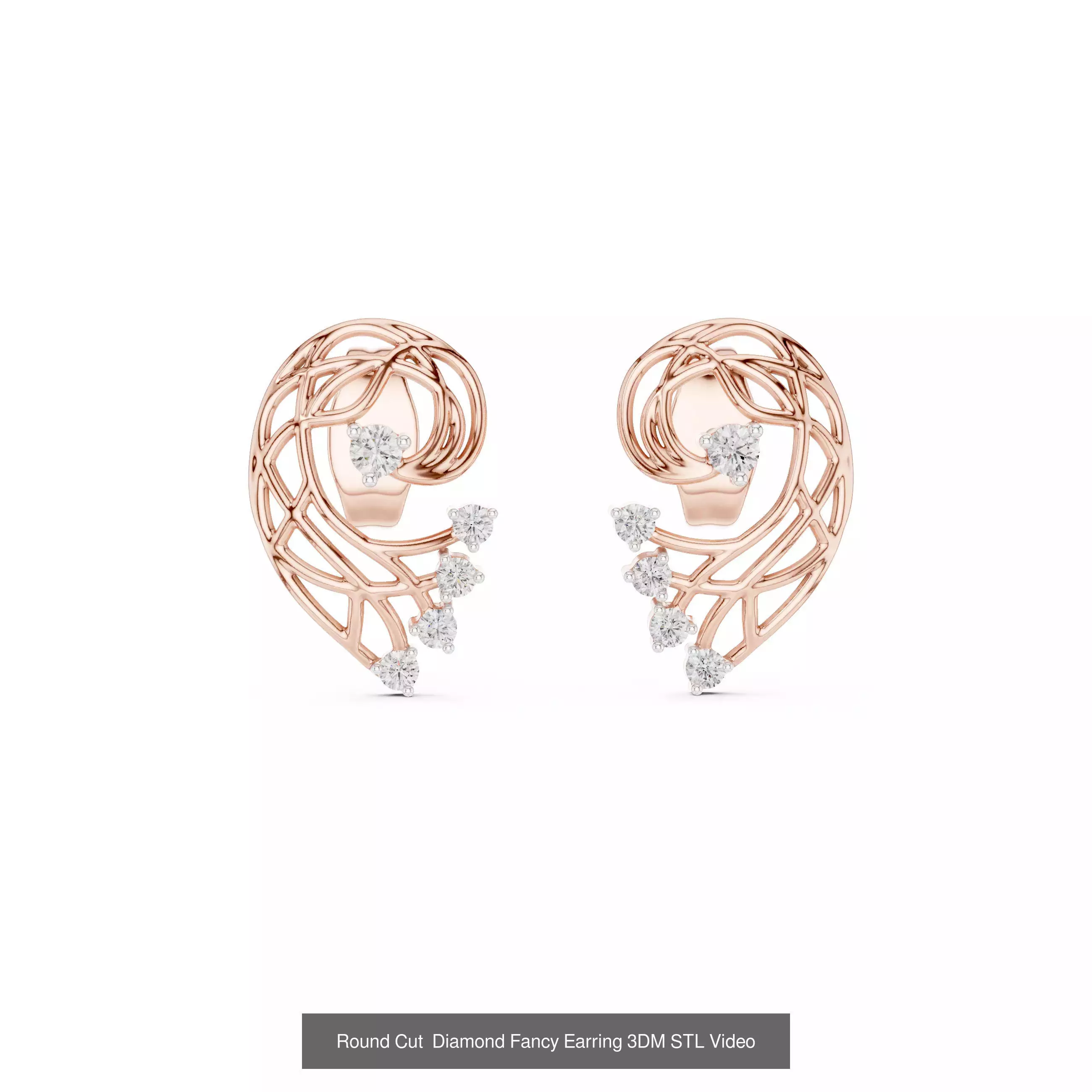 507 Diamond  Woman Earring 3DM STL OBJ FBX 3 Color Render Video 3D Model Collection_175