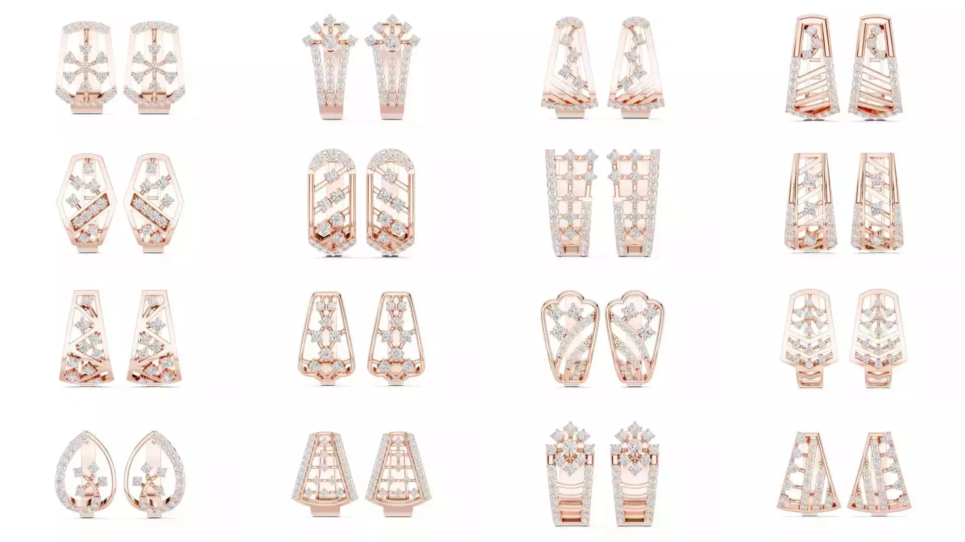 507 Diamond  Woman Earring 3DM STL OBJ FBX 3 Color Render Video 3D Model Collection_6