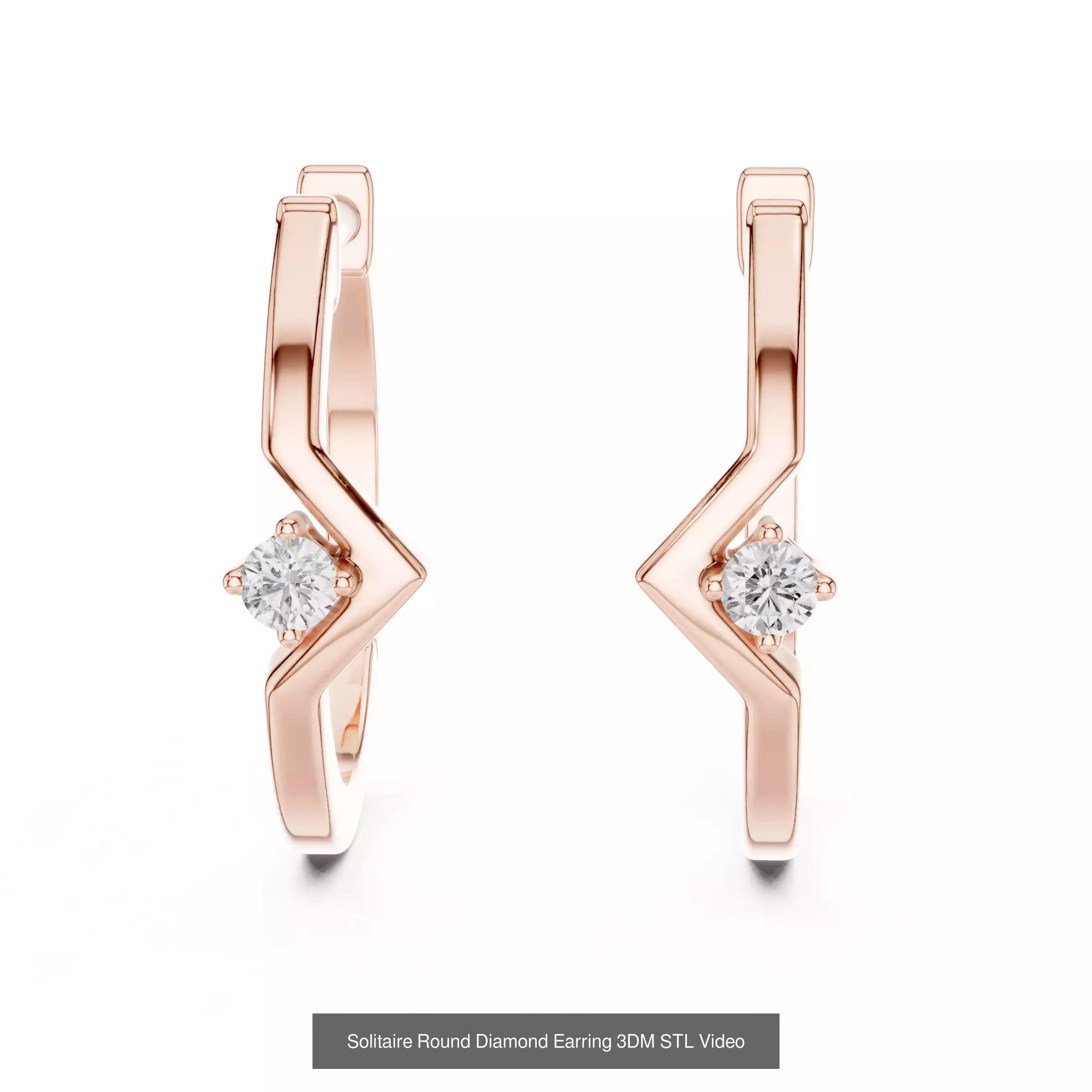 507 Diamond  Woman Earring 3DM STL OBJ FBX 3 Color Render Video 3D Model Collection_86