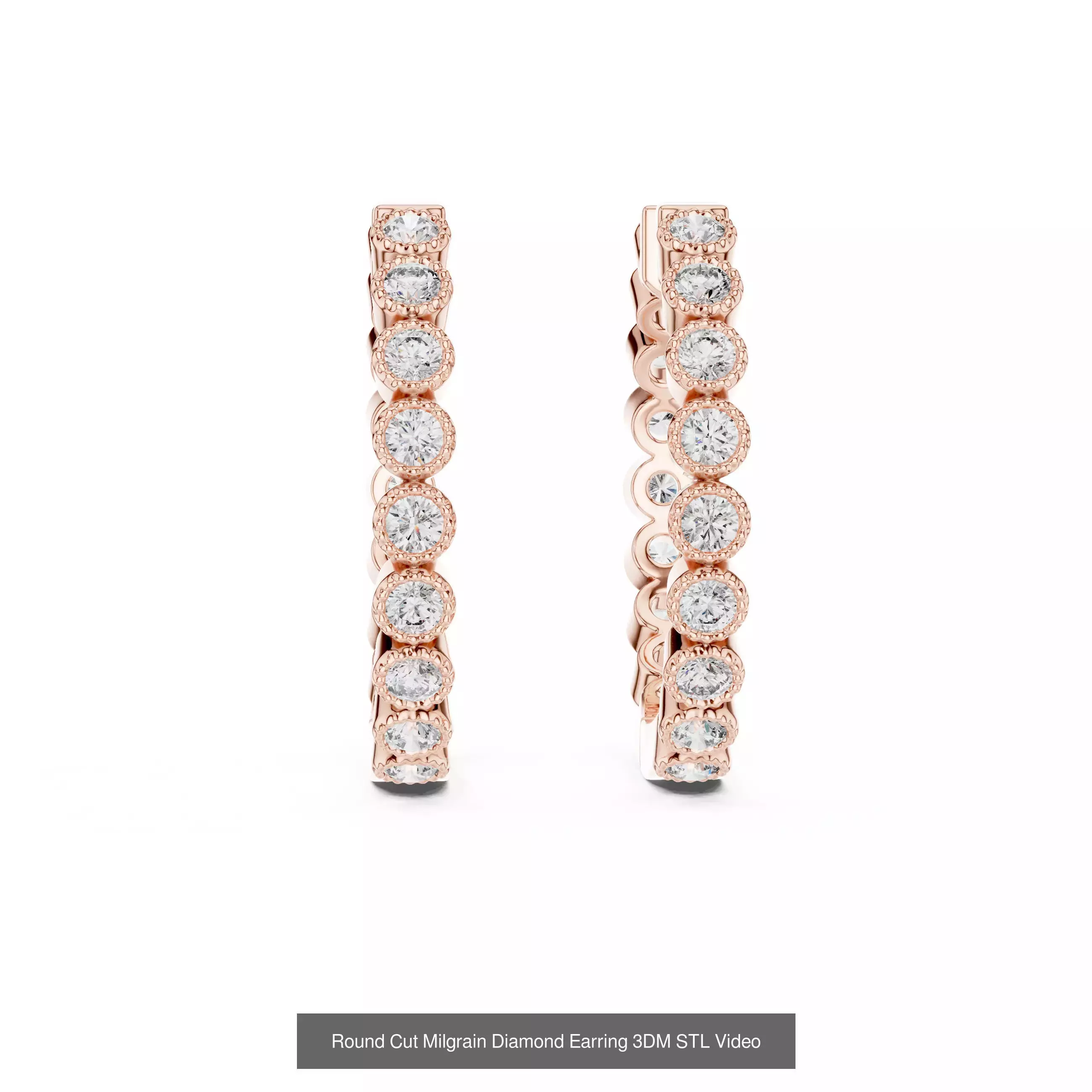 507 Diamond  Woman Earring 3DM STL OBJ FBX 3 Color Render Video 3D Model Collection_153