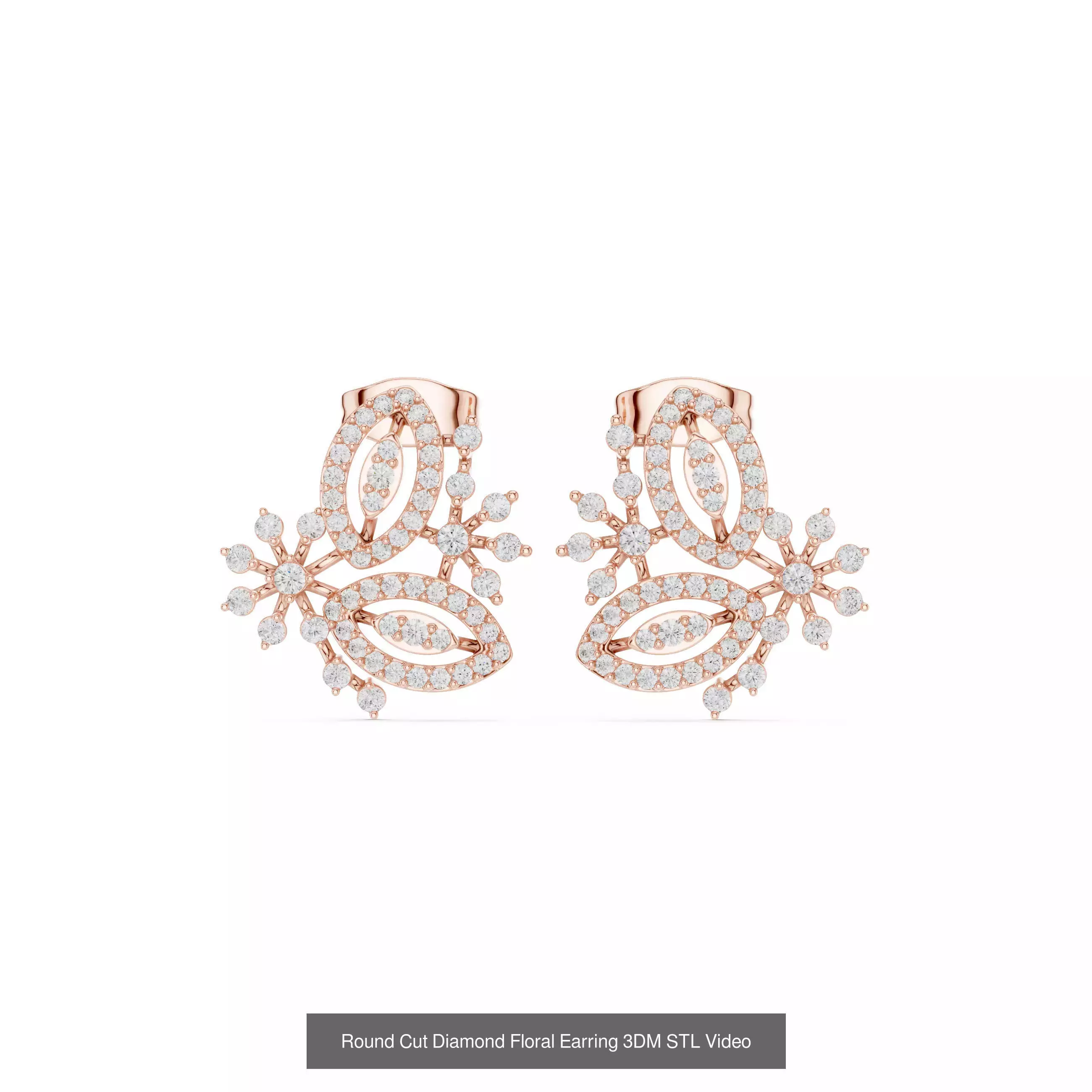 507 Diamond  Woman Earring 3DM STL OBJ FBX 3 Color Render Video 3D Model Collection_238