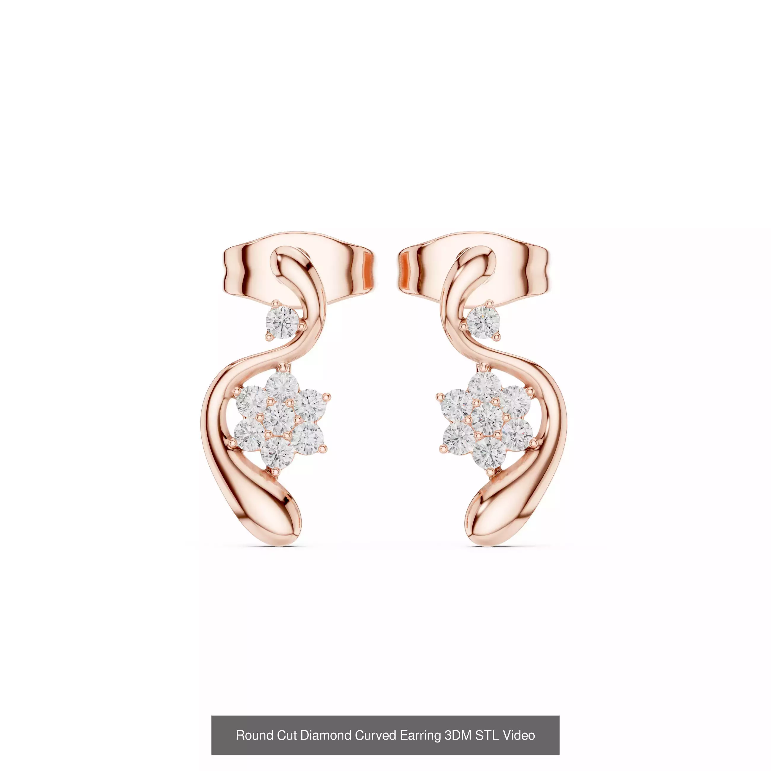 507 Diamond  Woman Earring 3DM STL OBJ FBX 3 Color Render Video 3D Model Collection_221