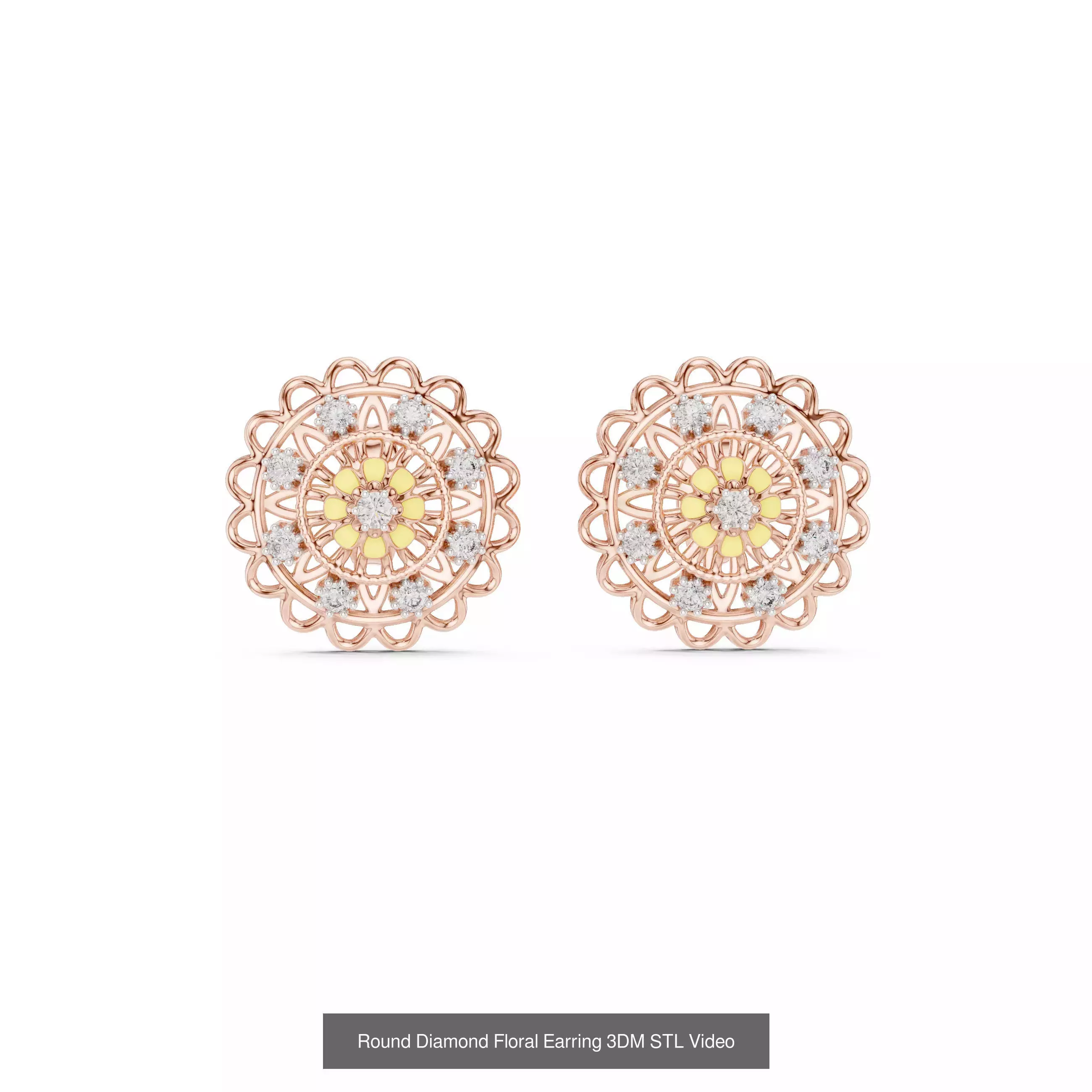 507 Diamond  Woman Earring 3DM STL OBJ FBX 3 Color Render Video 3D Model Collection_103