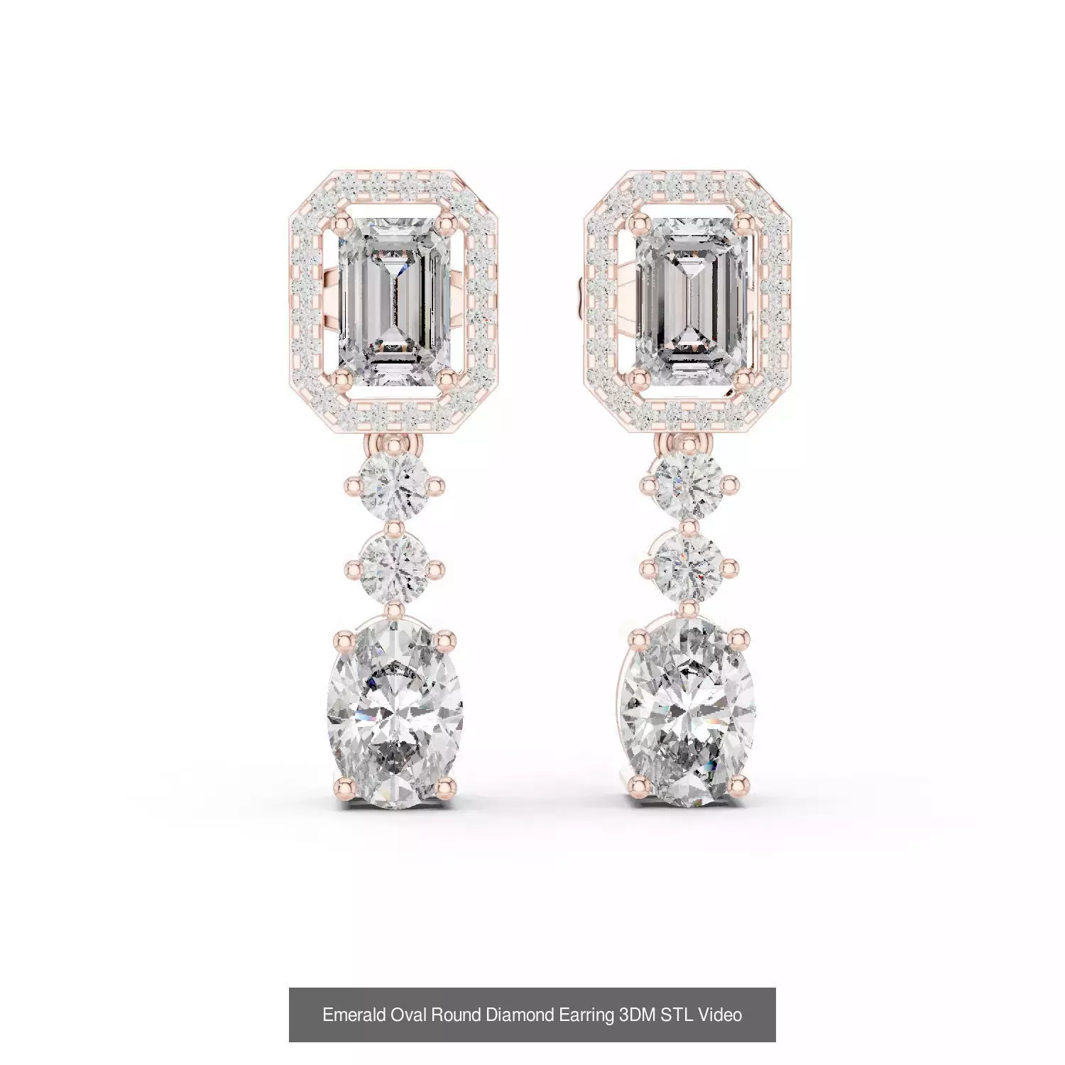 507 Diamond  Woman Earring 3DM STL OBJ FBX 3 Color Render Video 3D Model Collection_91