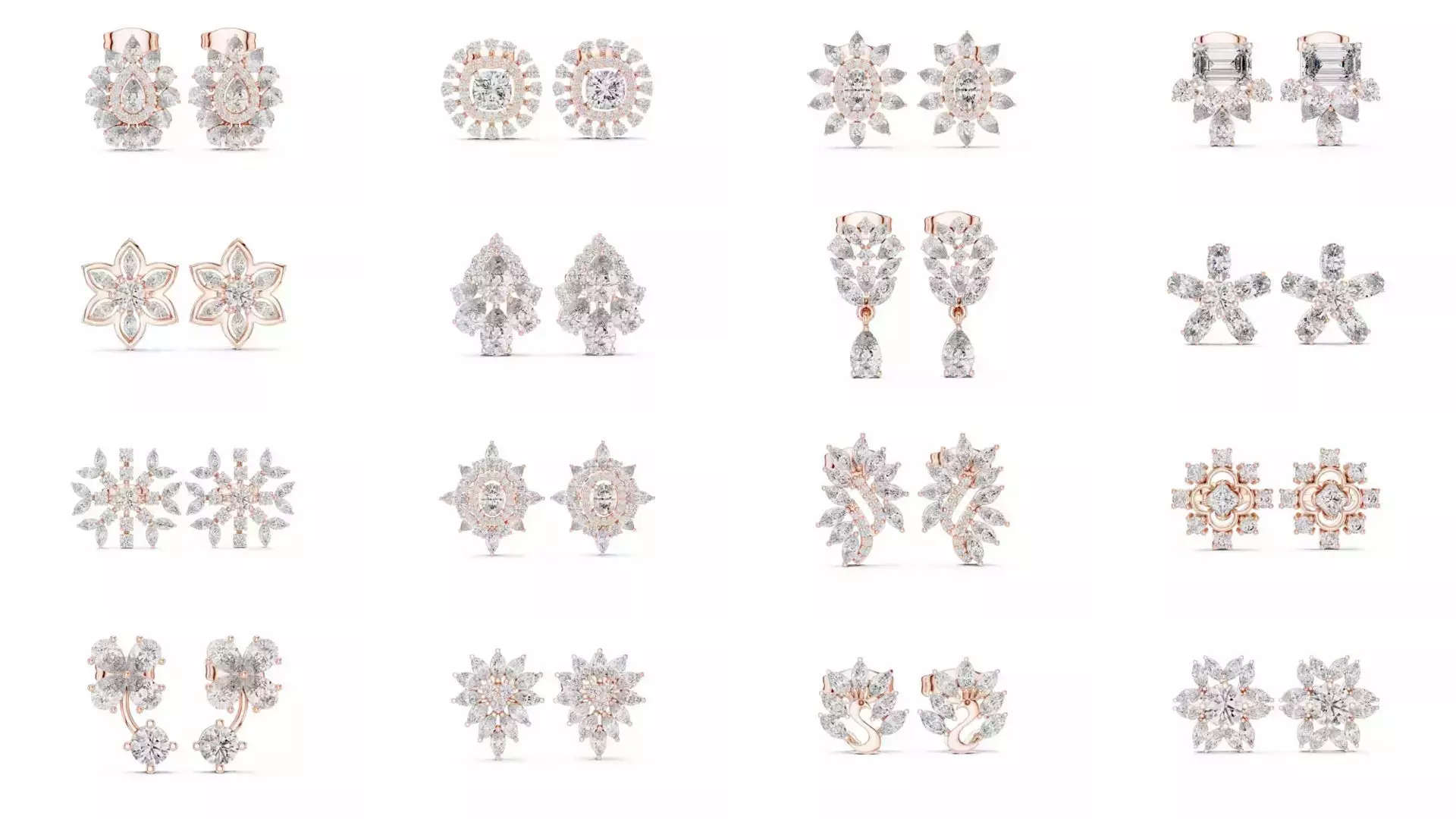 507 Diamond  Woman Earring 3DM STL OBJ FBX 3 Color Render Video 3D Model Collection_62