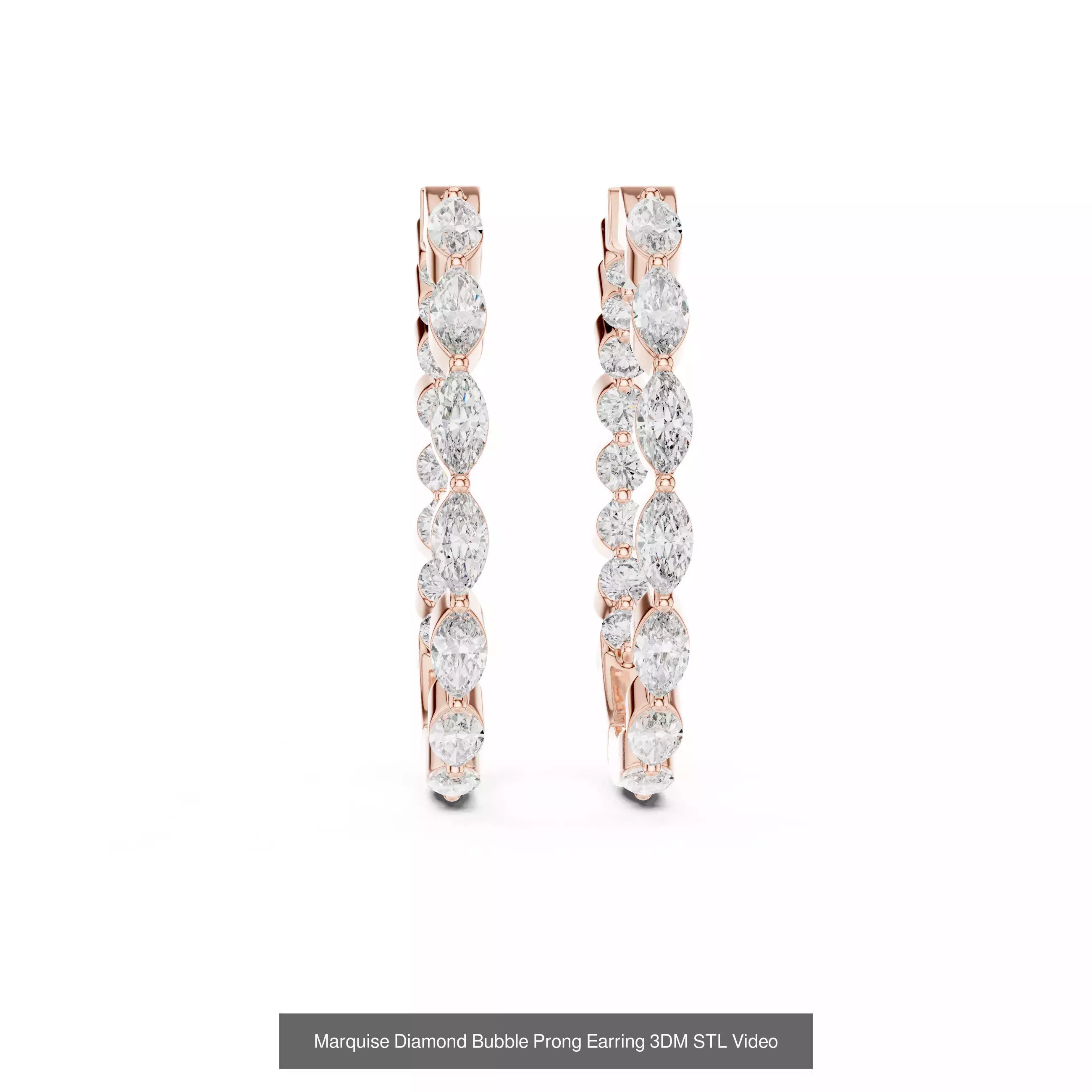 507 Diamond  Woman Earring 3DM STL OBJ FBX 3 Color Render Video 3D Model Collection_149