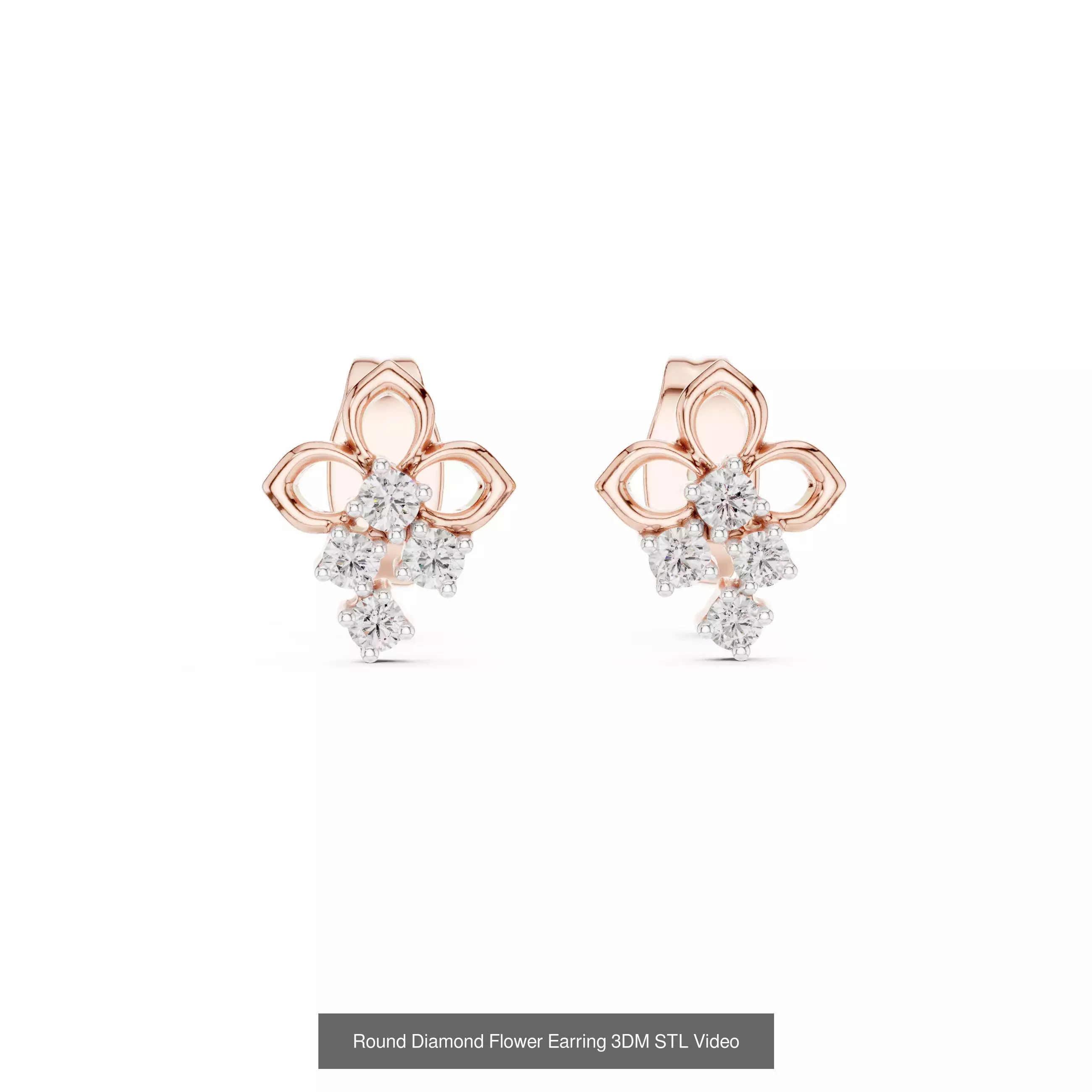 507 Diamond  Woman Earring 3DM STL OBJ FBX 3 Color Render Video 3D Model Collection_108