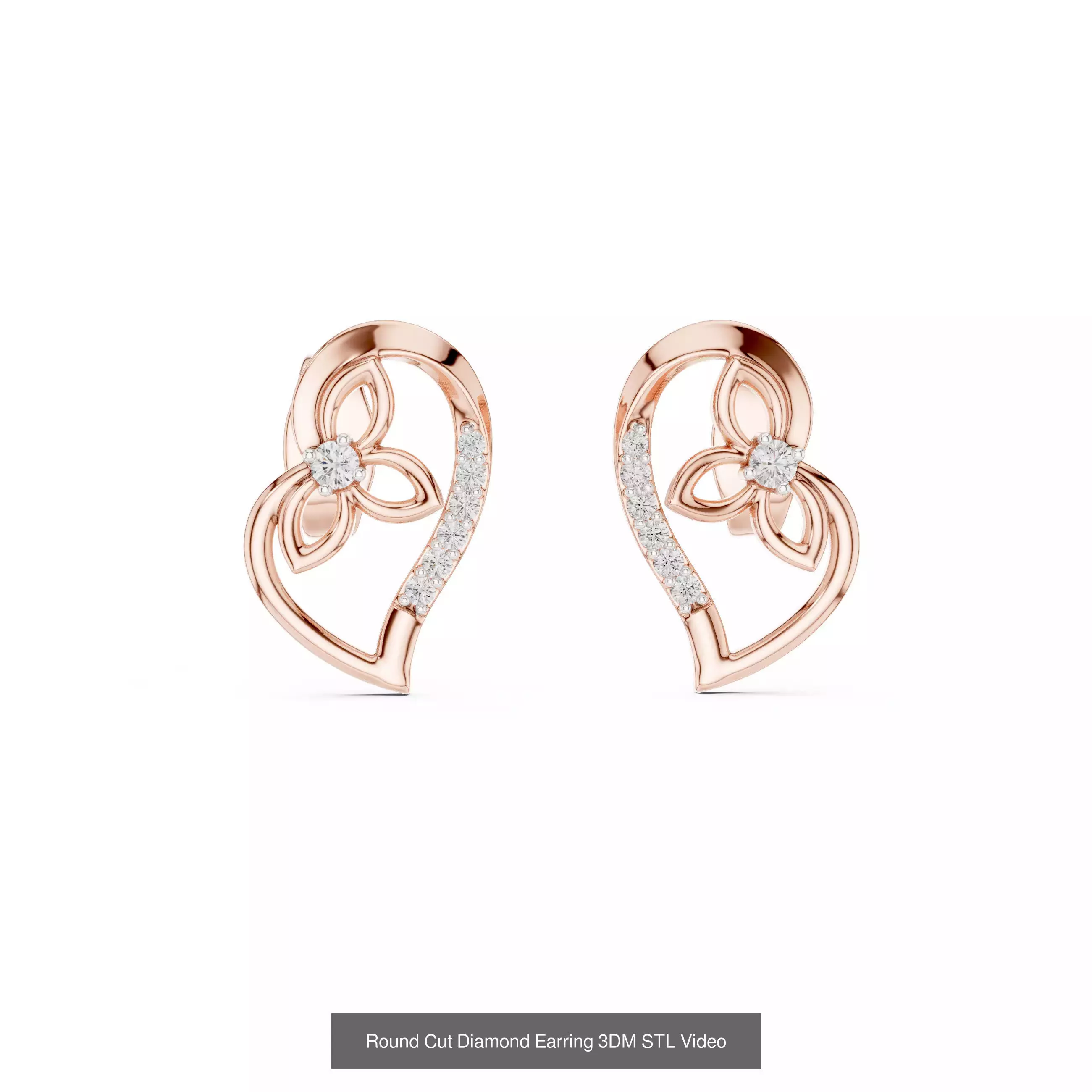 507 Diamond  Woman Earring 3DM STL OBJ FBX 3 Color Render Video 3D Model Collection_180