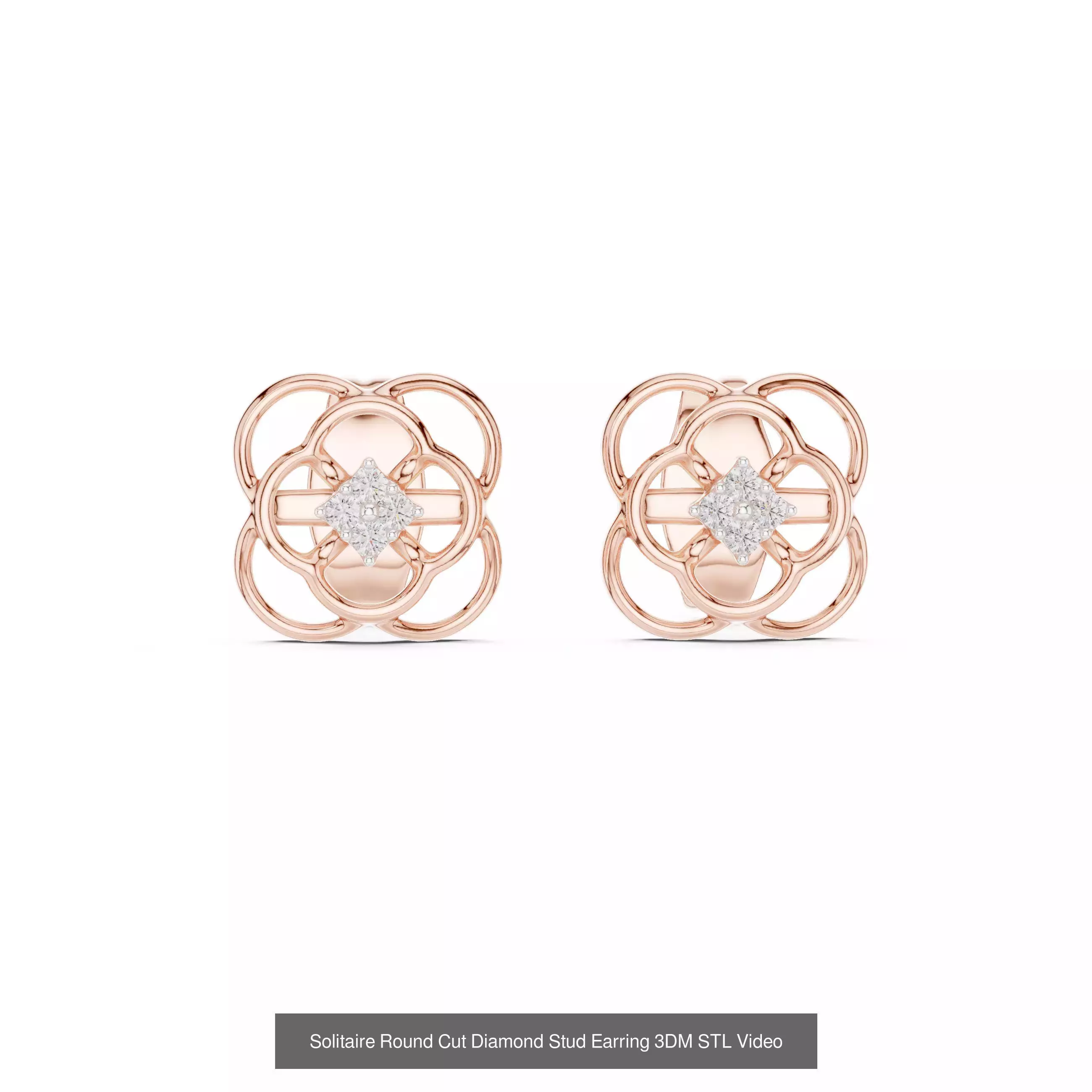 507 Diamond  Woman Earring 3DM STL OBJ FBX 3 Color Render Video 3D Model Collection_97