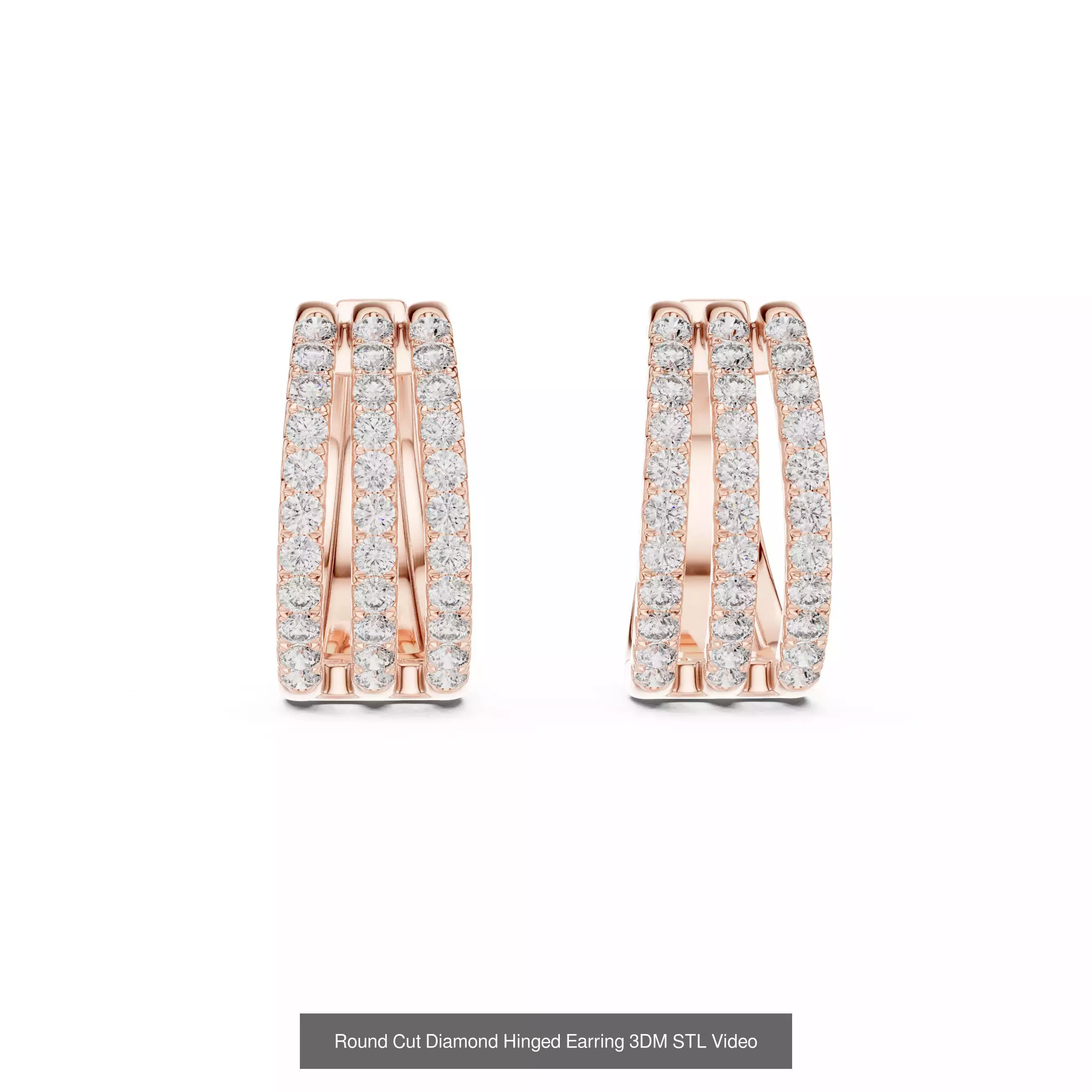 507 Diamond  Woman Earring 3DM STL OBJ FBX 3 Color Render Video 3D Model Collection_208