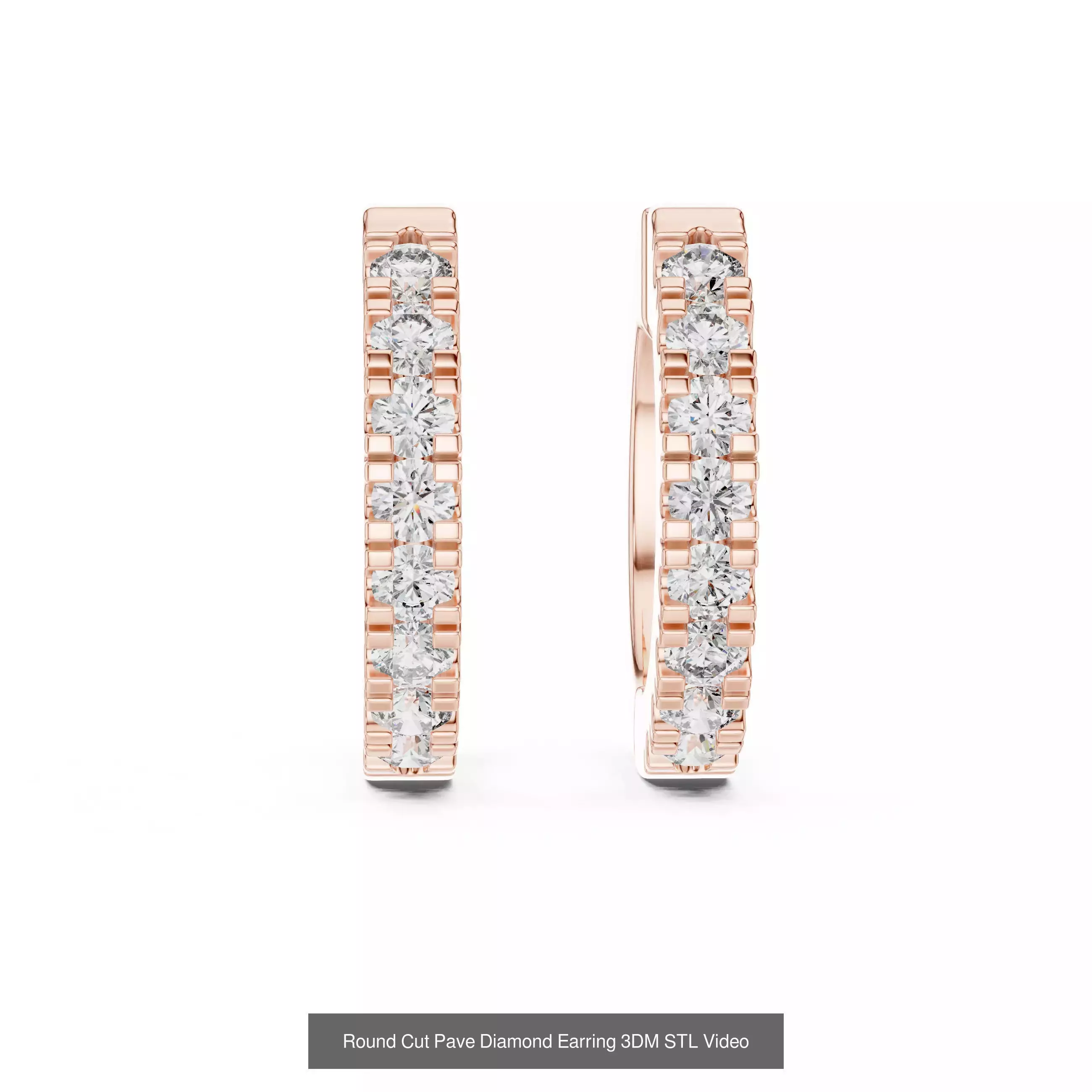 507 Diamond  Woman Earring 3DM STL OBJ FBX 3 Color Render Video 3D Model Collection_154