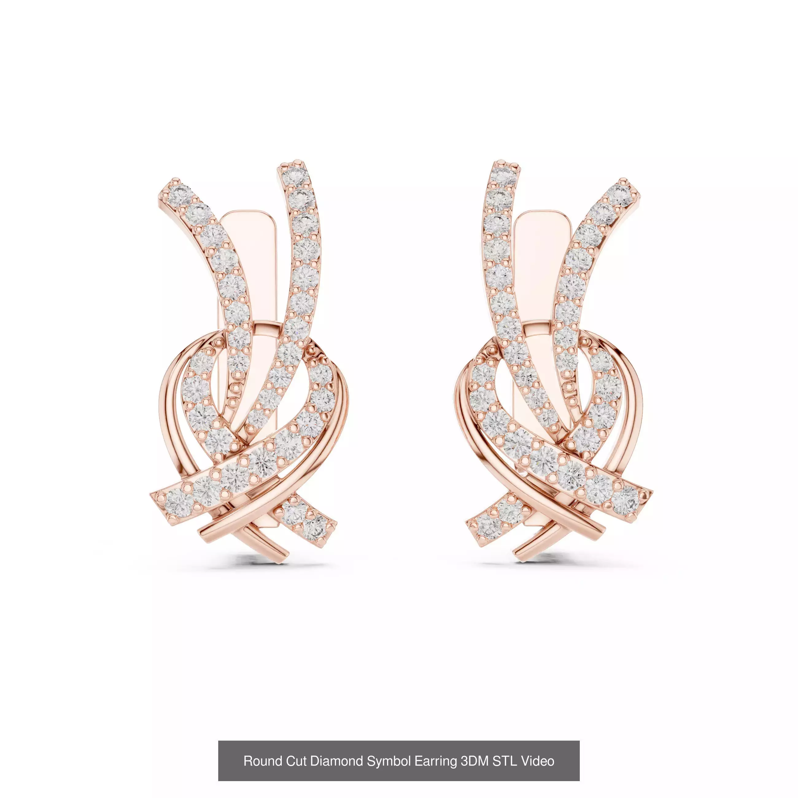 507 Diamond  Woman Earring 3DM STL OBJ FBX 3 Color Render Video 3D Model Collection_79