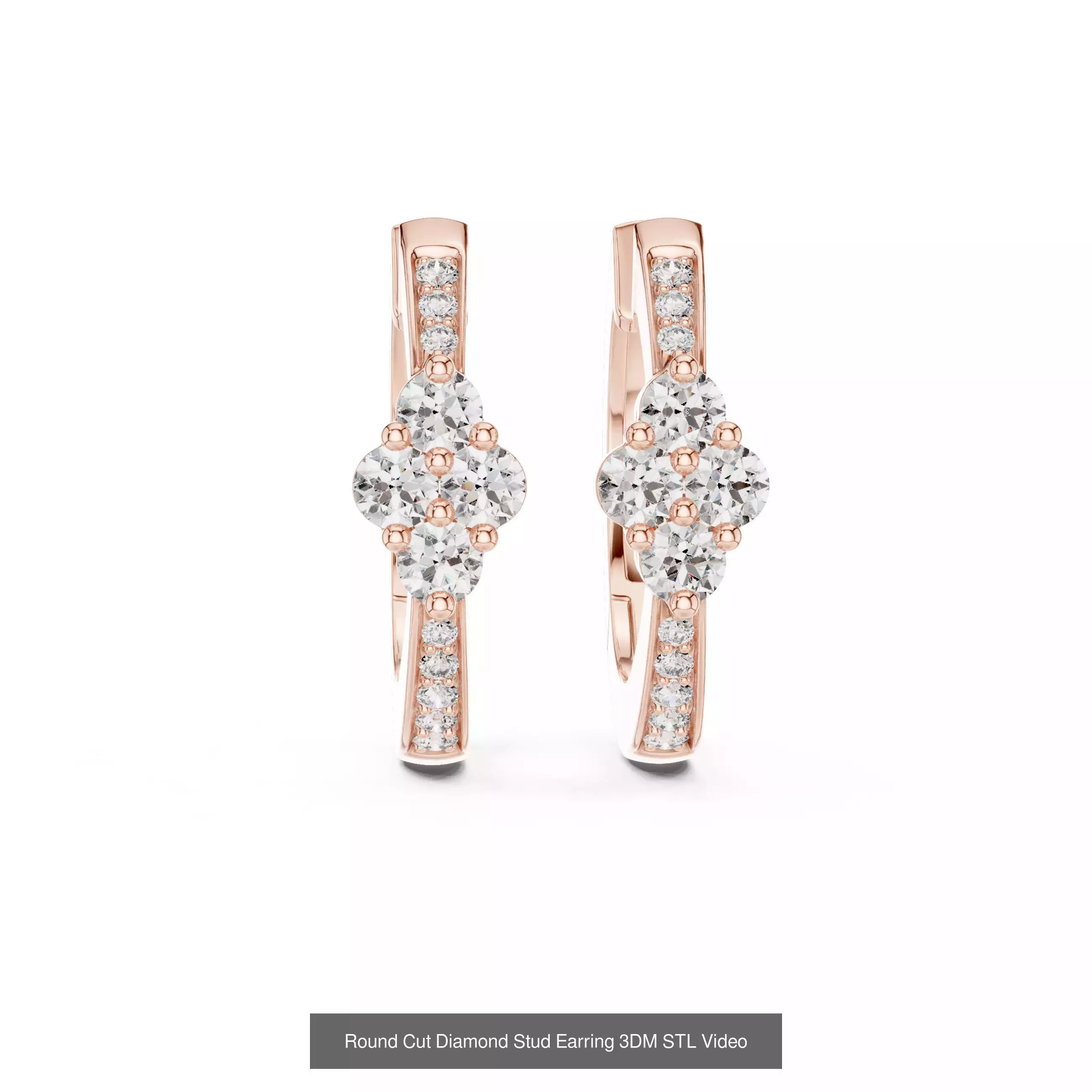 507 Diamond  Woman Earring 3DM STL OBJ FBX 3 Color Render Video 3D Model Collection_26