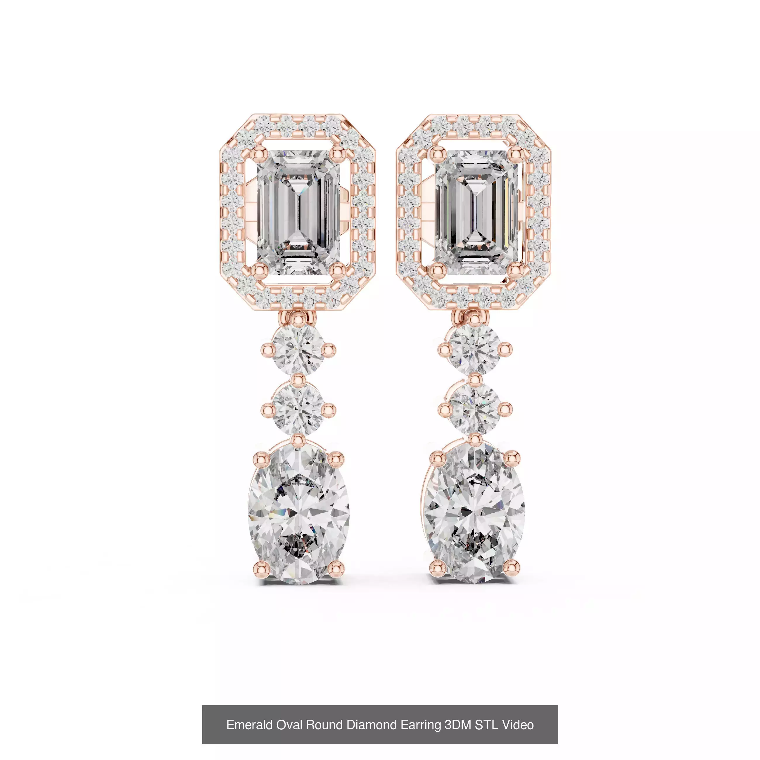 507 Diamond  Woman Earring 3DM STL OBJ FBX 3 Color Render Video 3D Model Collection_84