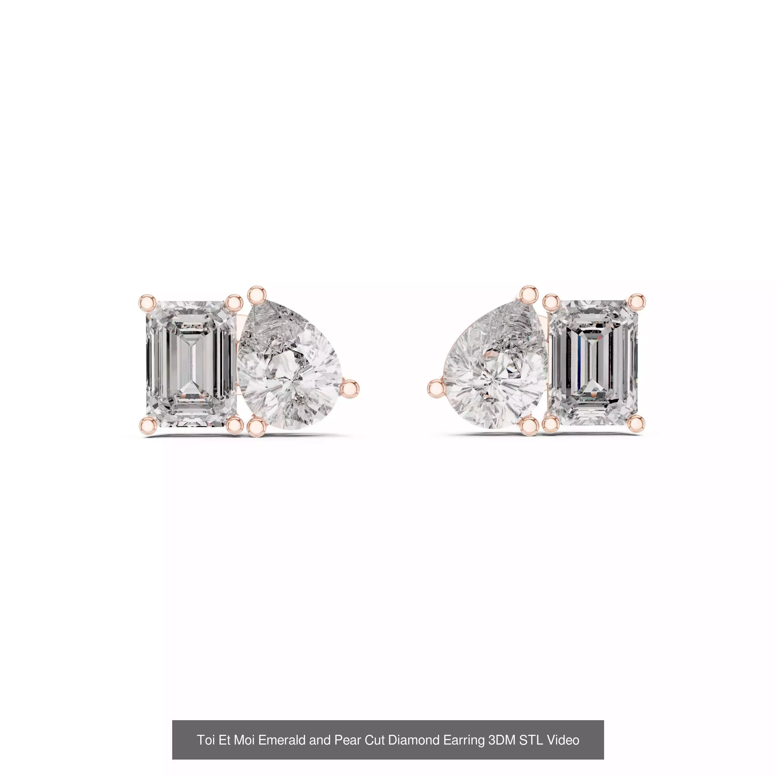 507 Diamond  Woman Earring 3DM STL OBJ FBX 3 Color Render Video 3D Model Collection_197