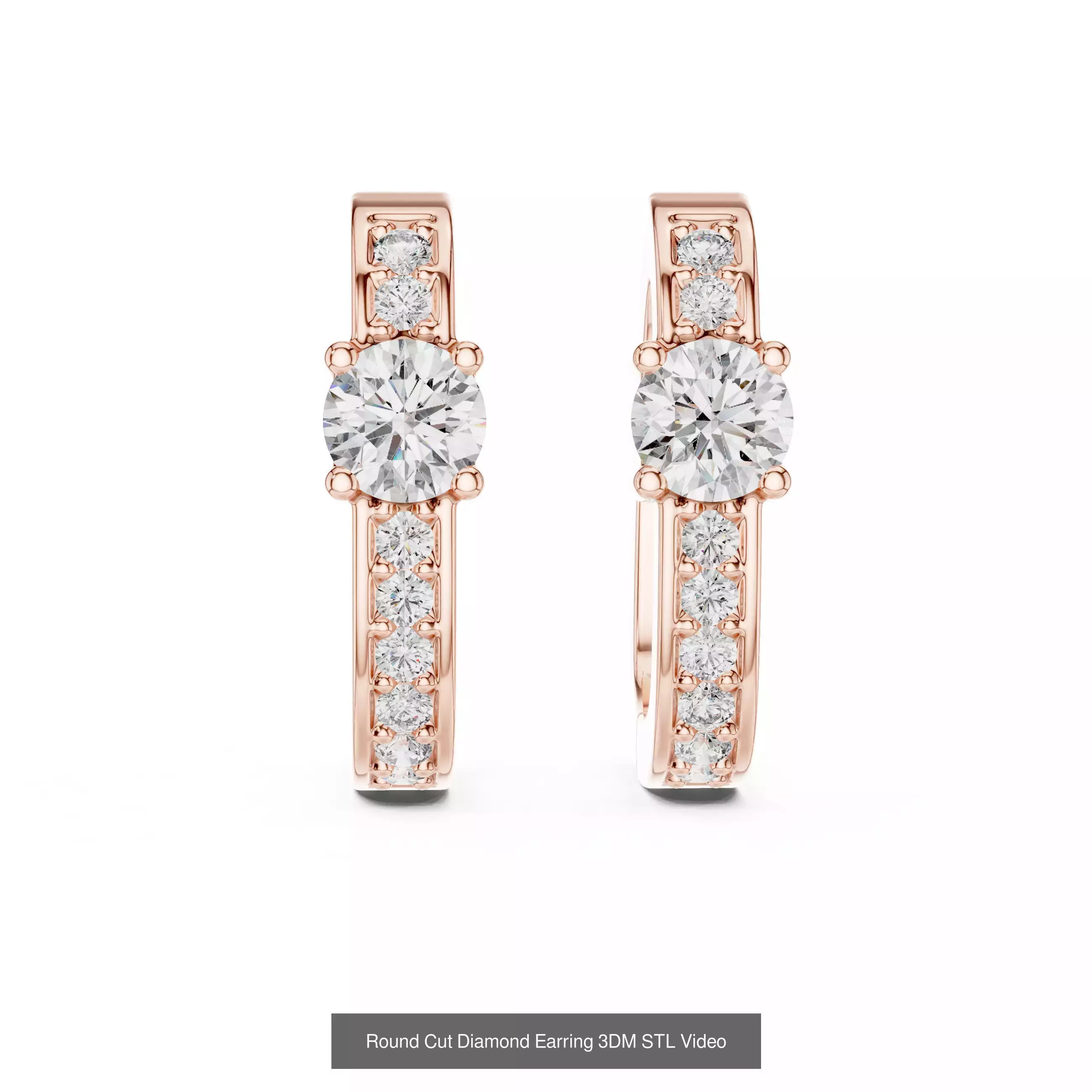 507 Diamond  Woman Earring 3DM STL OBJ FBX 3 Color Render Video 3D Model Collection_157