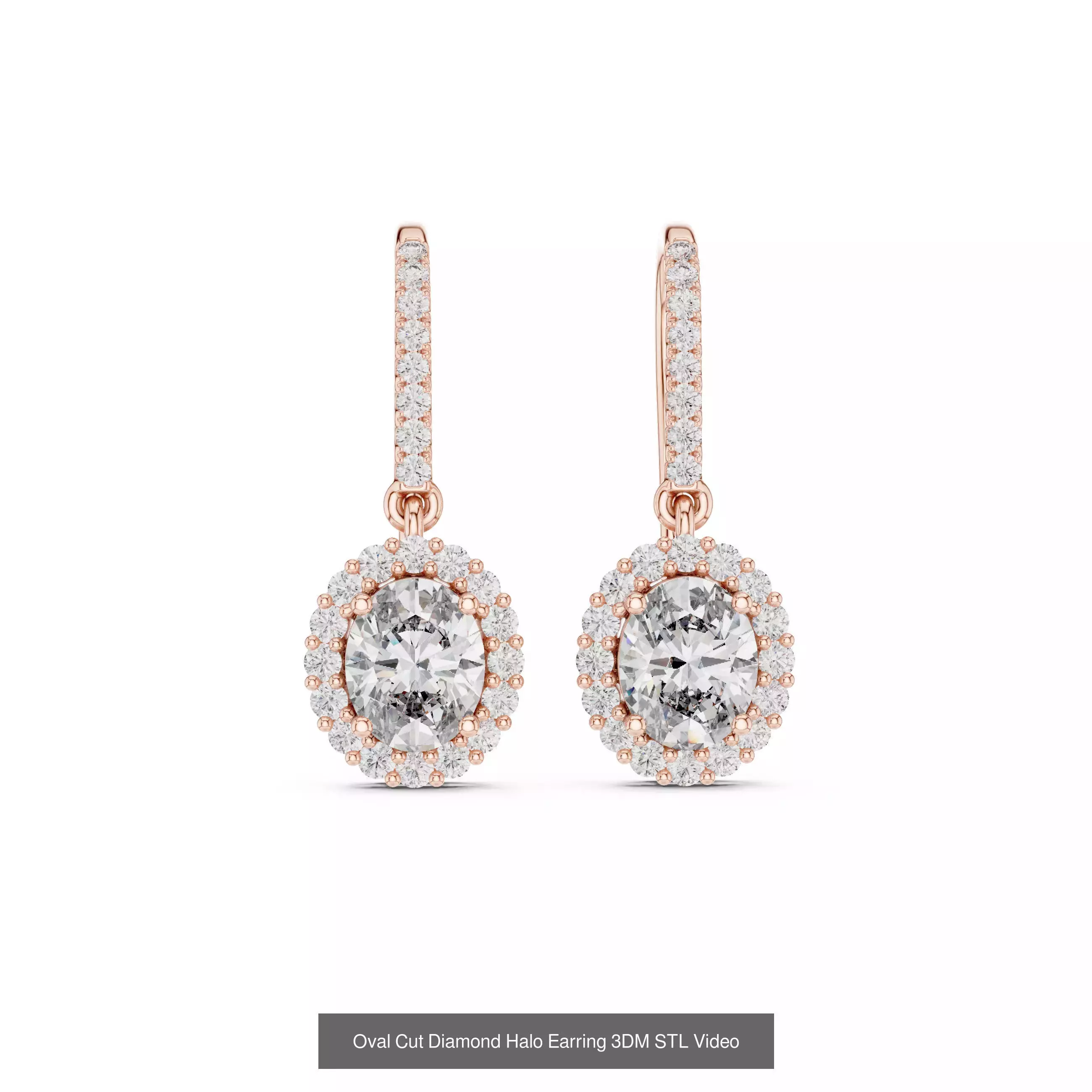 507 Diamond  Woman Earring 3DM STL OBJ FBX 3 Color Render Video 3D Model Collection_125