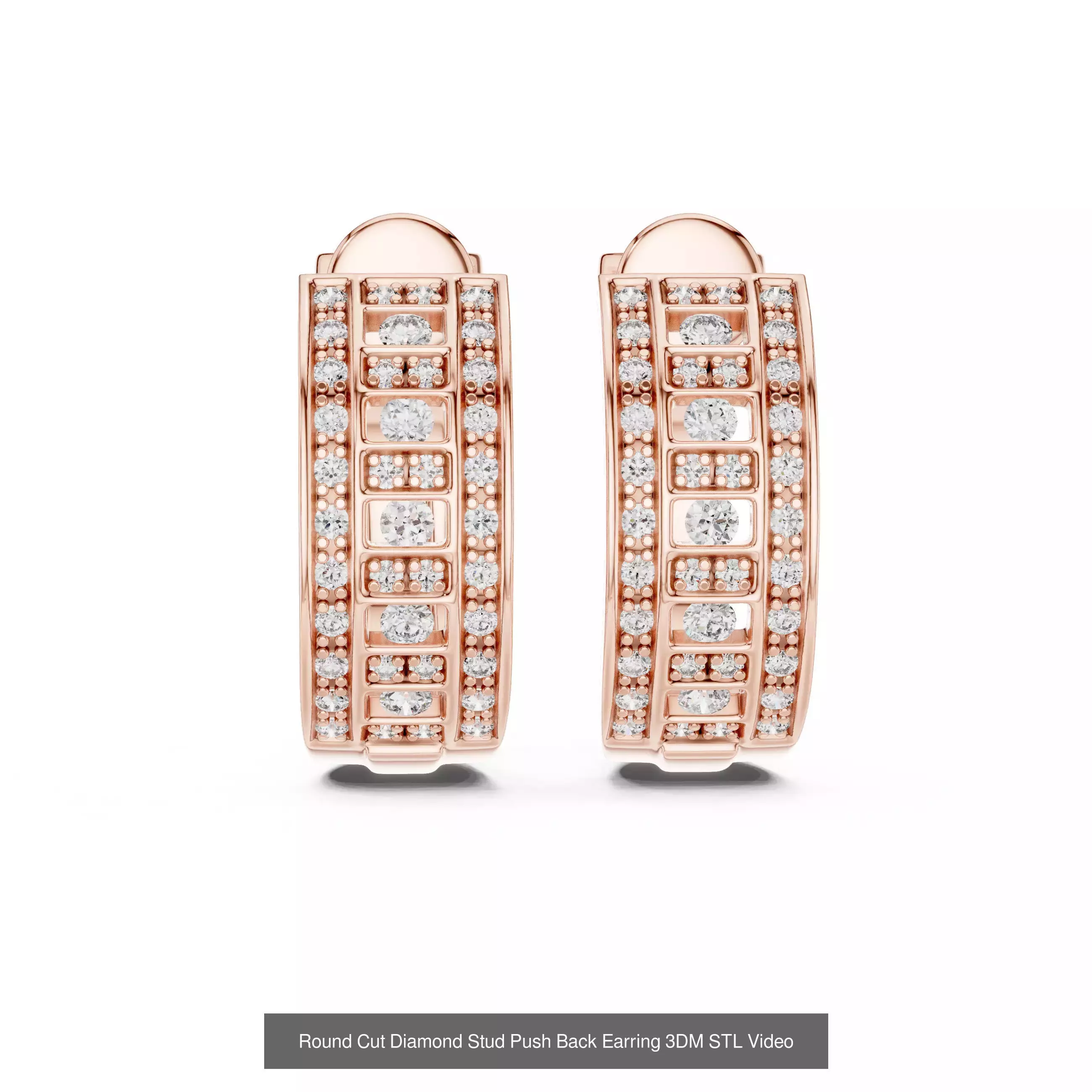 507 Diamond  Woman Earring 3DM STL OBJ FBX 3 Color Render Video 3D Model Collection_29